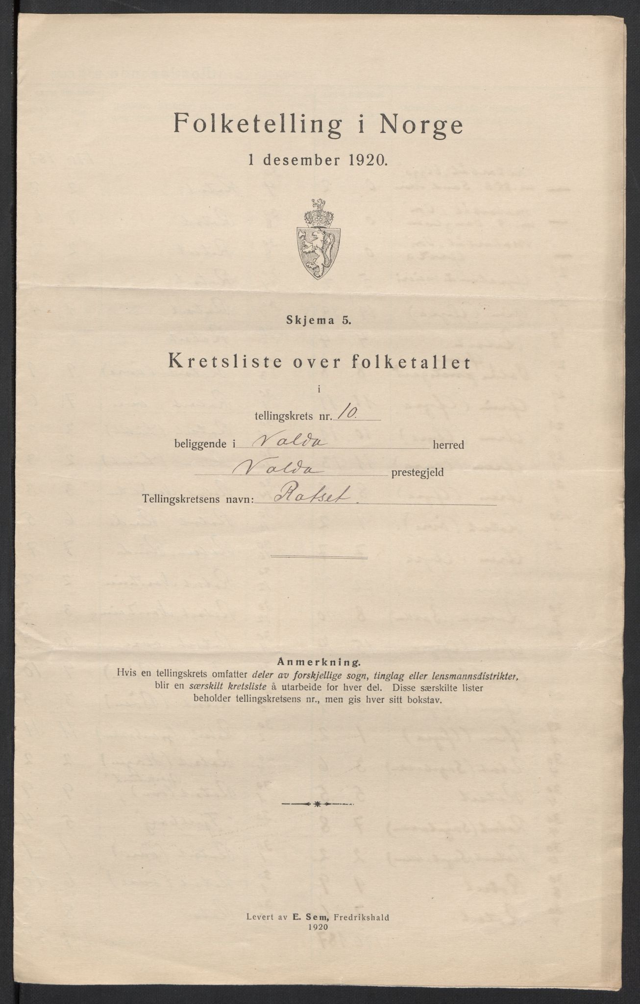 SAT, 1920 census for Volda, 1920, p. 33