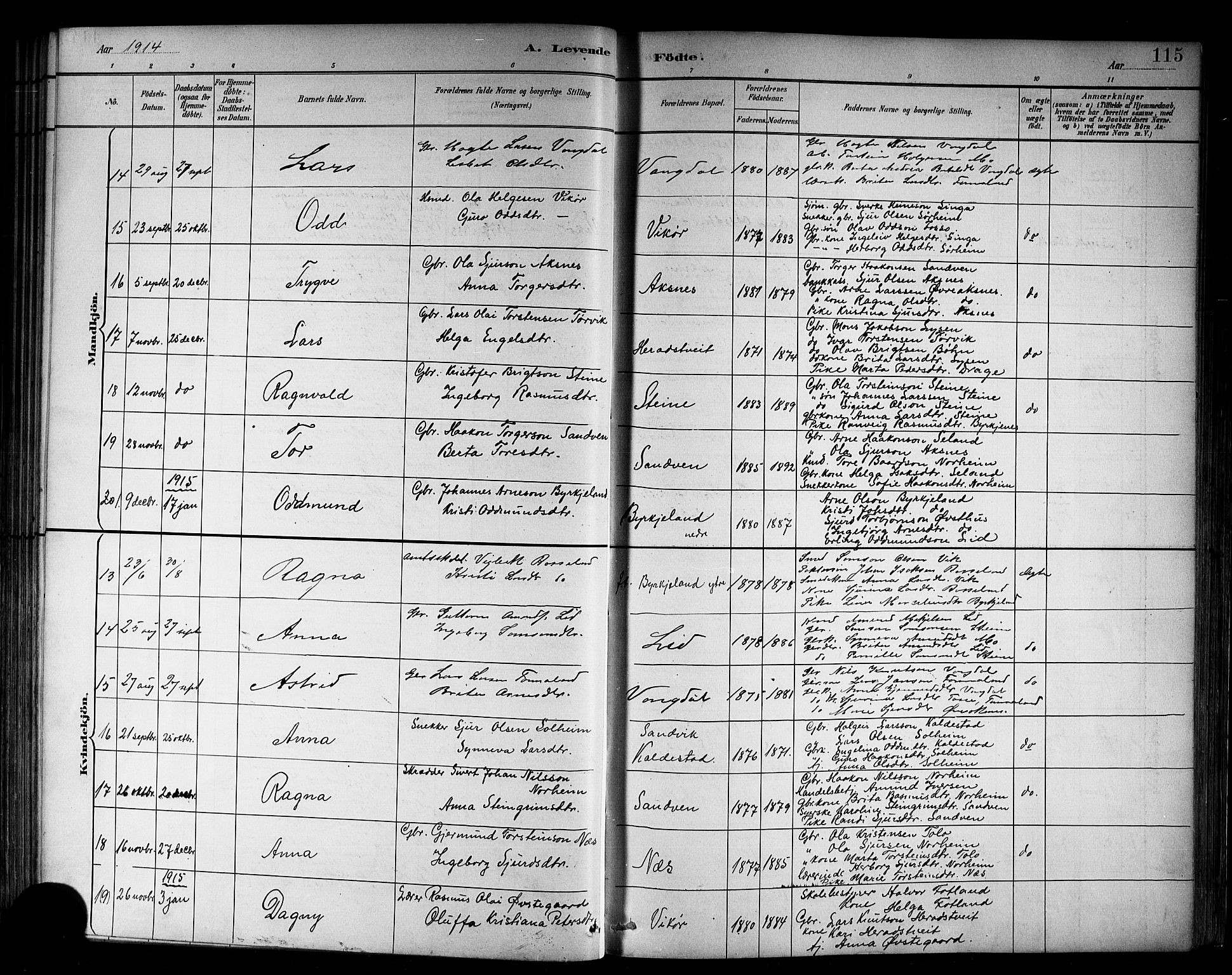 Kvam sokneprestembete, SAB/A-76201/H/Hab: Parish register (copy) no. B 3, 1884-1916, p. 115