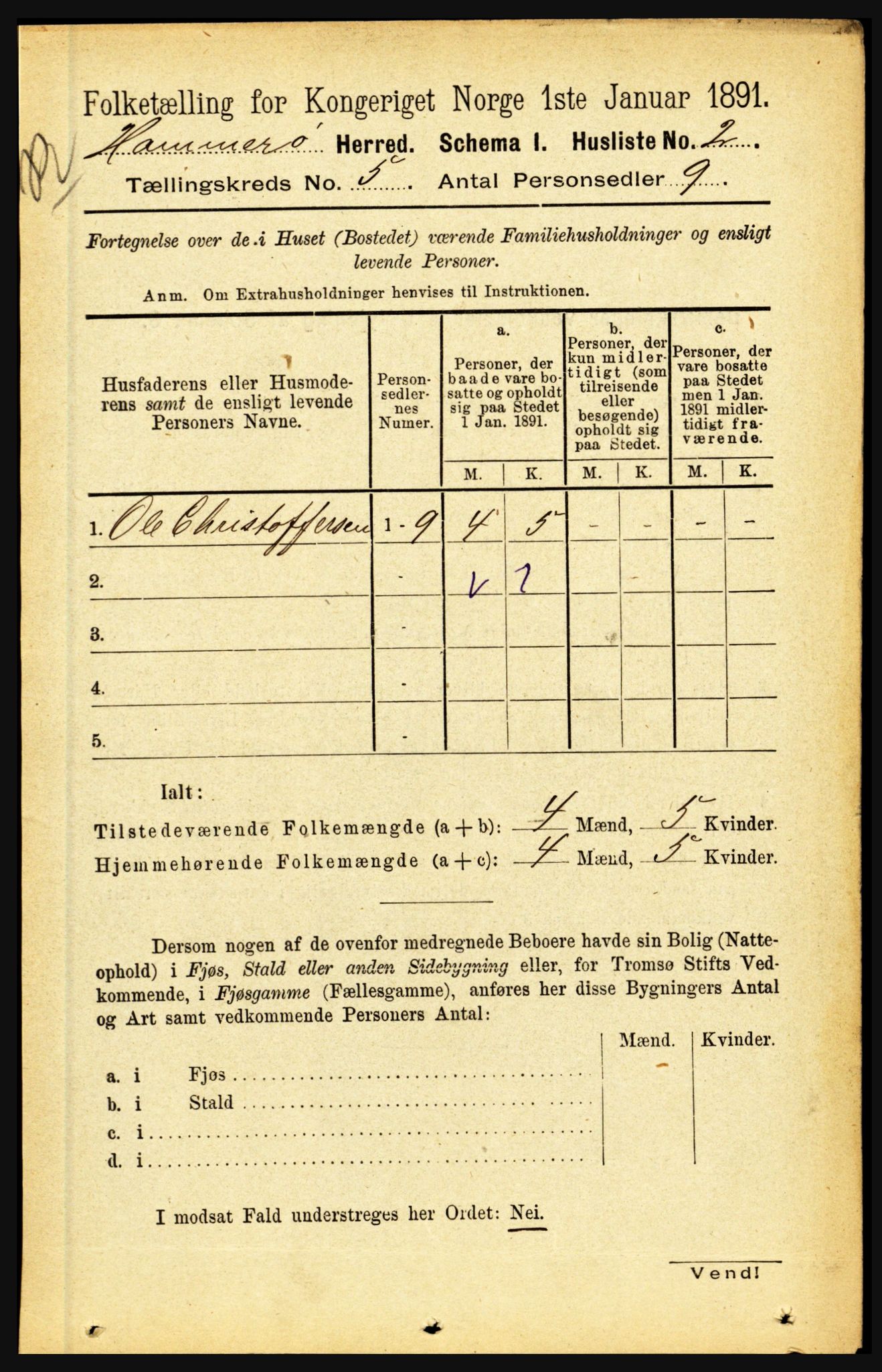 RA, 1891 census for 1849 Hamarøy, 1891, p. 2409