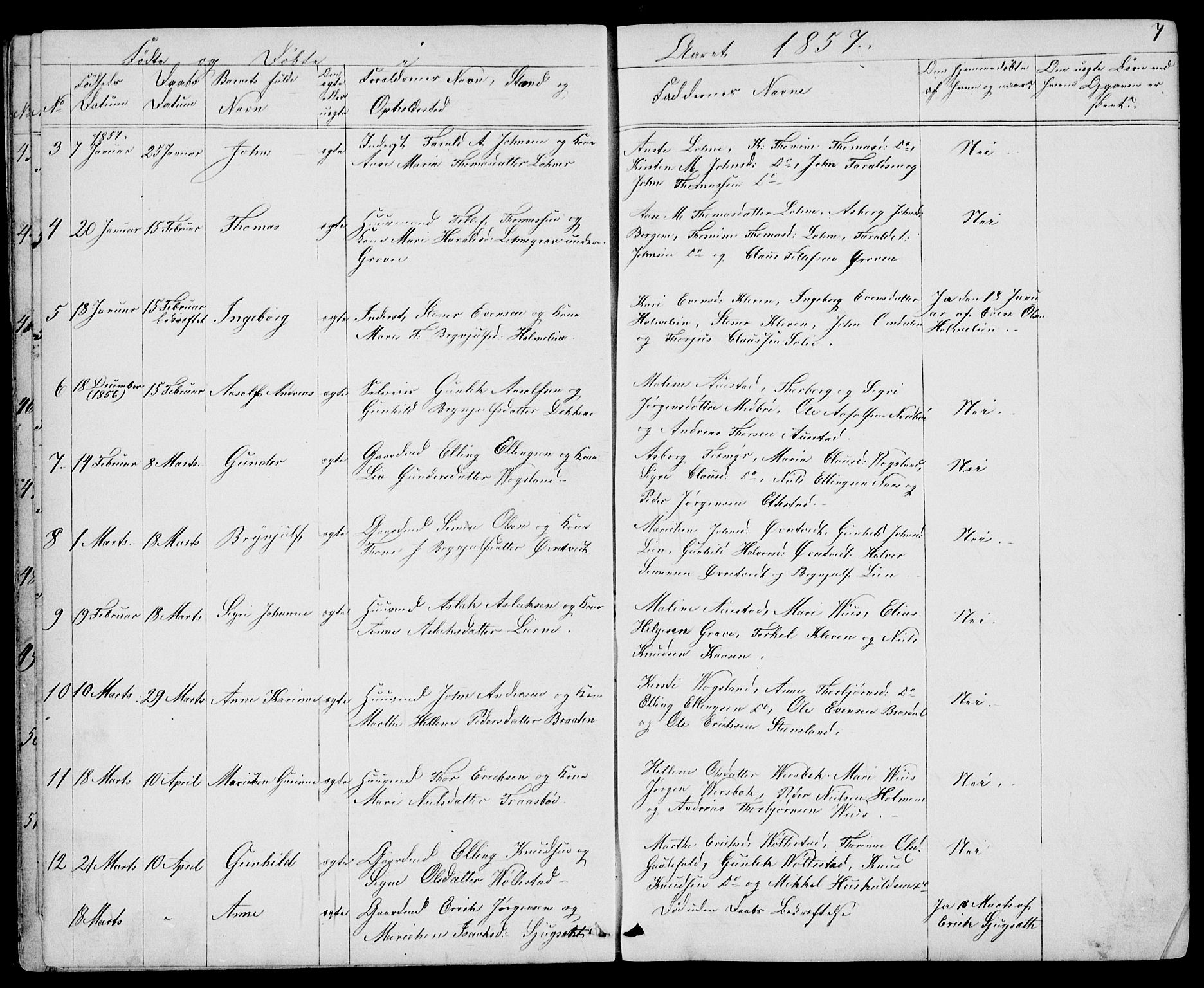 Drangedal kirkebøker, SAKO/A-258/G/Gb/L0001: Parish register (copy) no. II 1, 1856-1894, p. 7