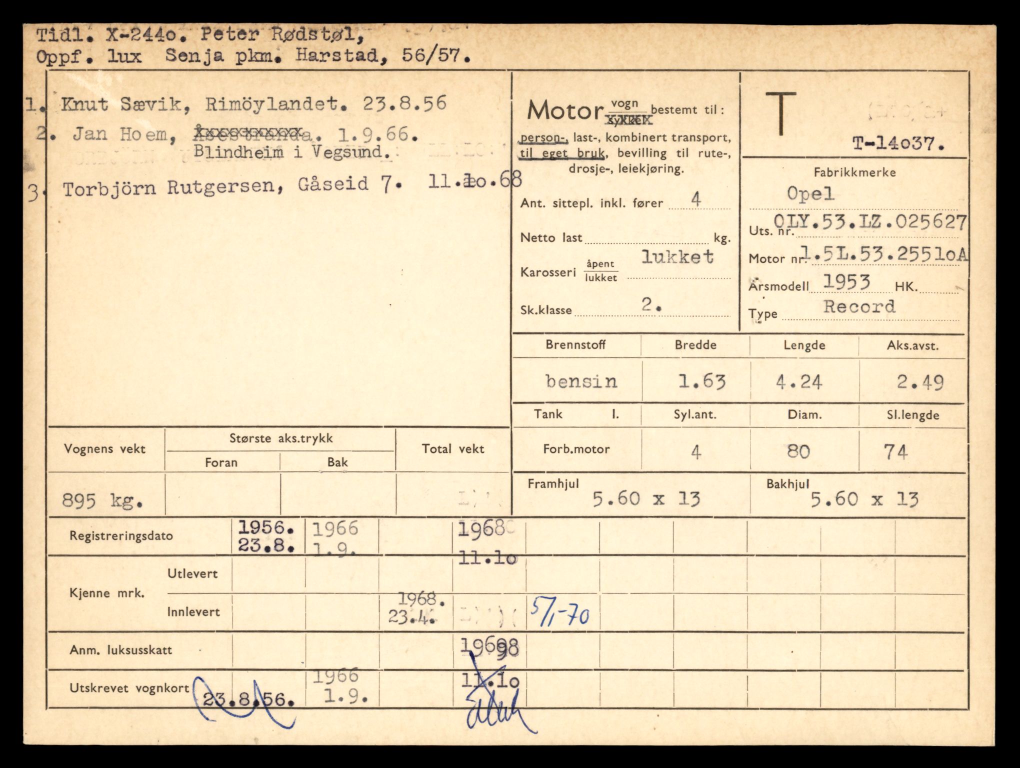 Møre og Romsdal vegkontor - Ålesund trafikkstasjon, AV/SAT-A-4099/F/Fe/L0042: Registreringskort for kjøretøy T 13906 - T 14079, 1927-1998, p. 2105