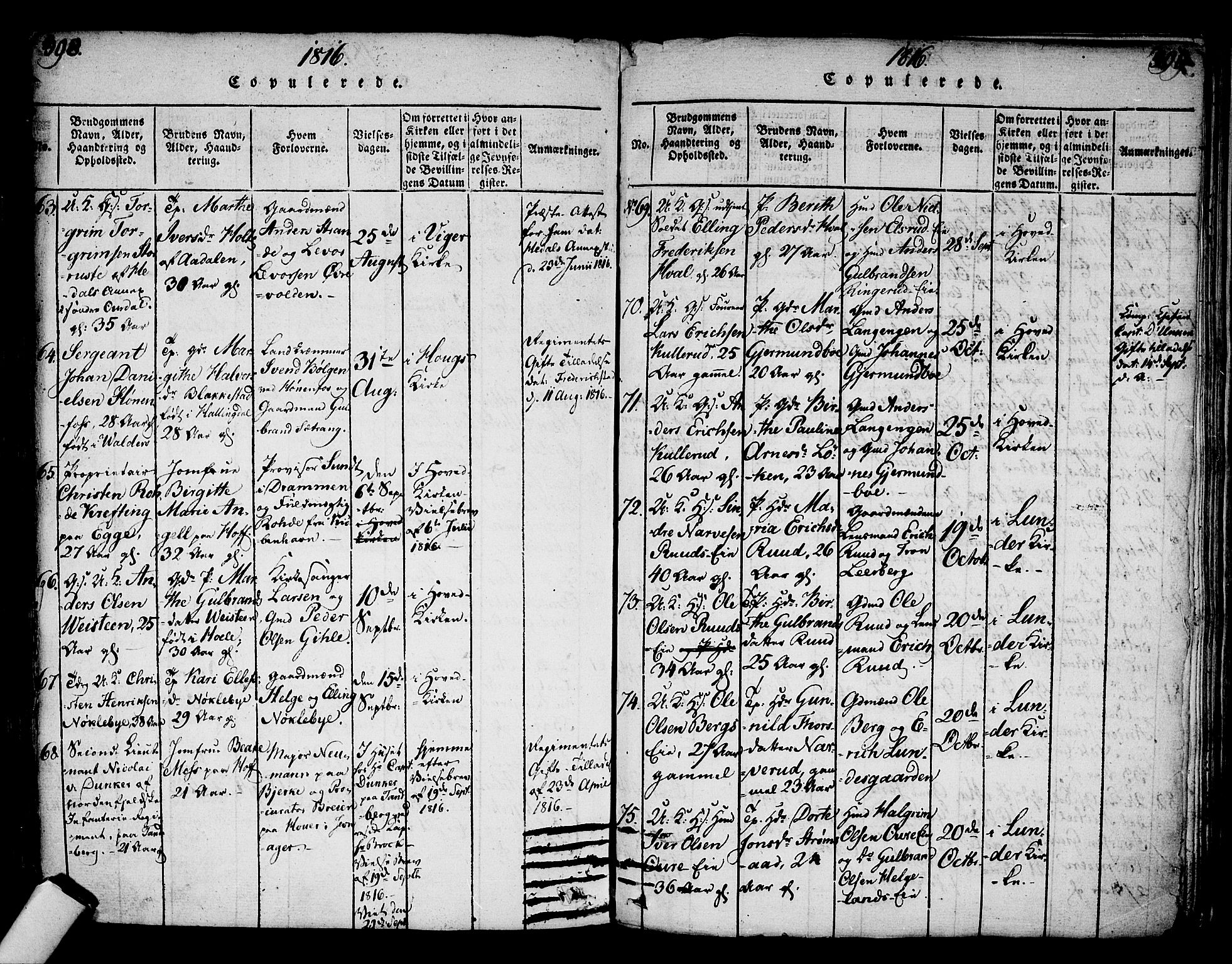 Norderhov kirkebøker, AV/SAKO-A-237/F/Fa/L0008: Parish register (official) no. 8, 1814-1833, p. 398-399