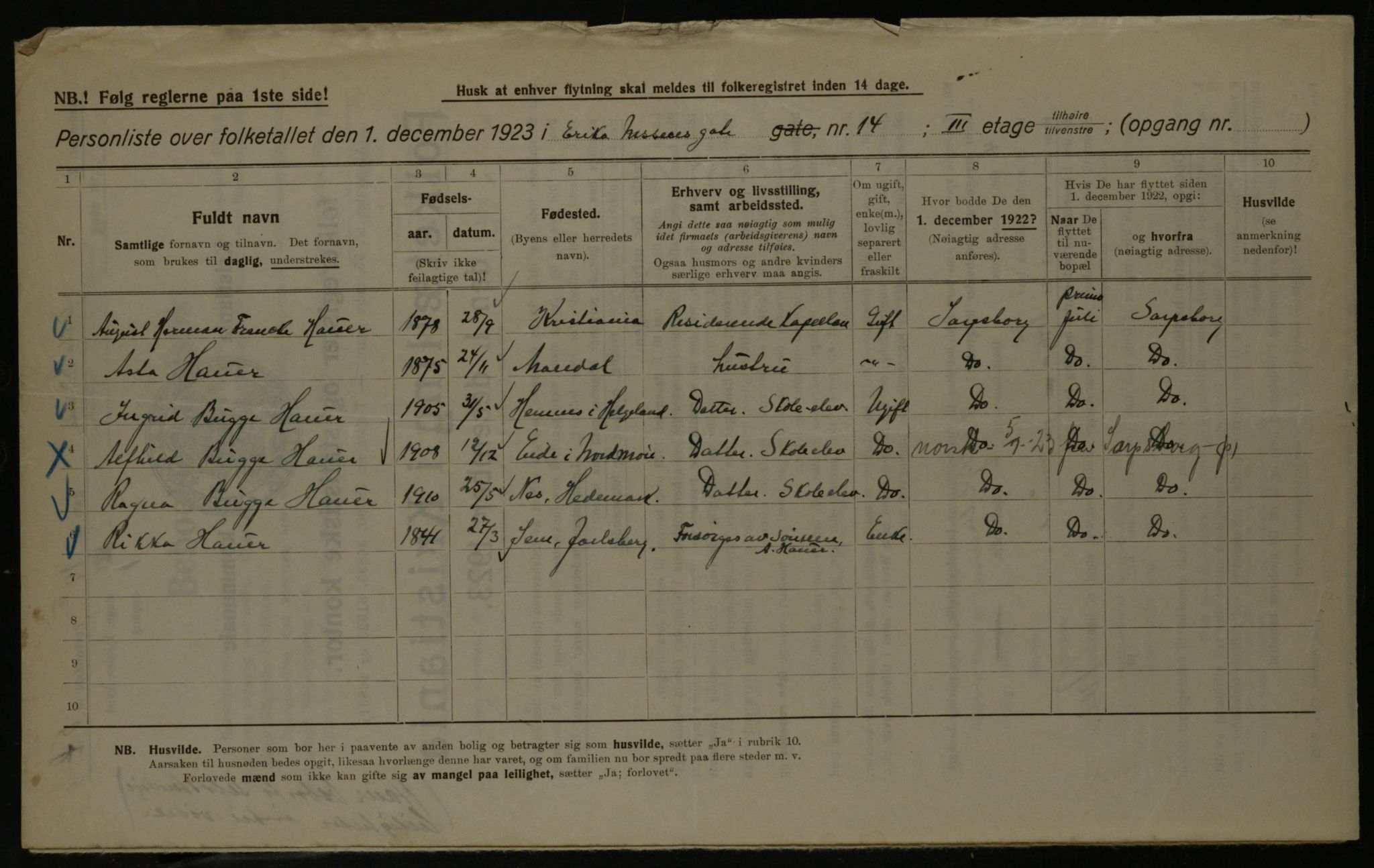 OBA, Municipal Census 1923 for Kristiania, 1923, p. 24739