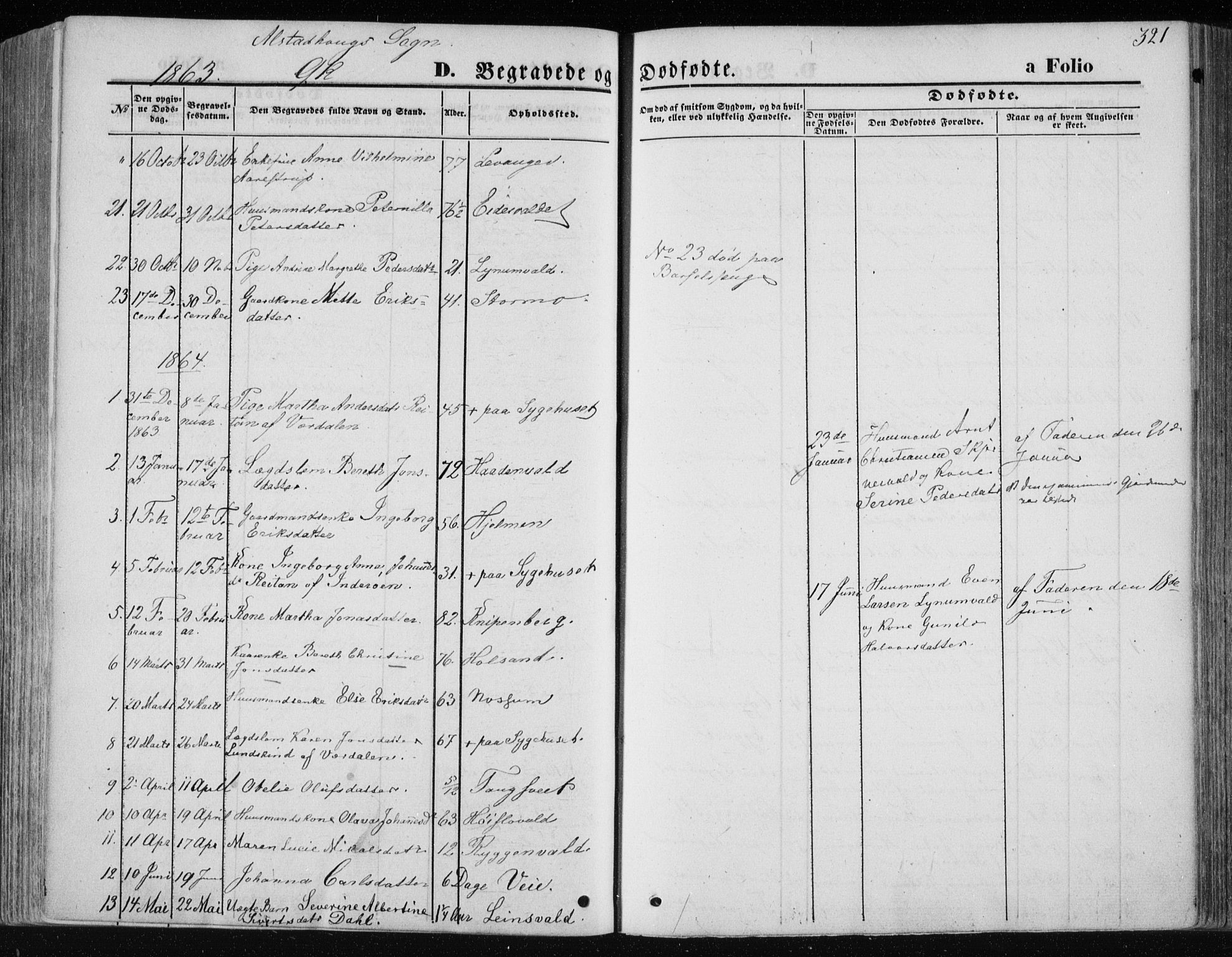 Ministerialprotokoller, klokkerbøker og fødselsregistre - Nord-Trøndelag, SAT/A-1458/717/L0157: Parish register (official) no. 717A08 /1, 1863-1877, p. 321