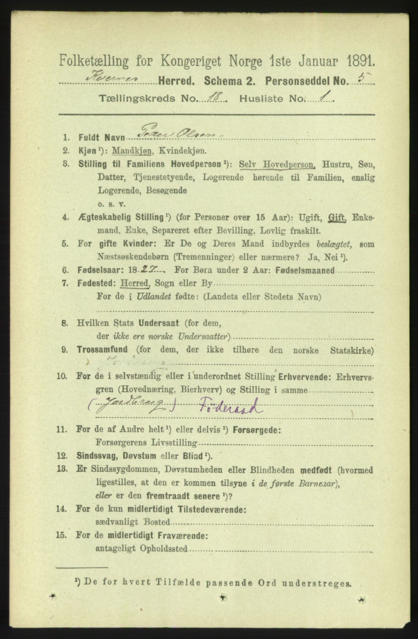 RA, 1891 census for 1553 Kvernes, 1891, p. 7757