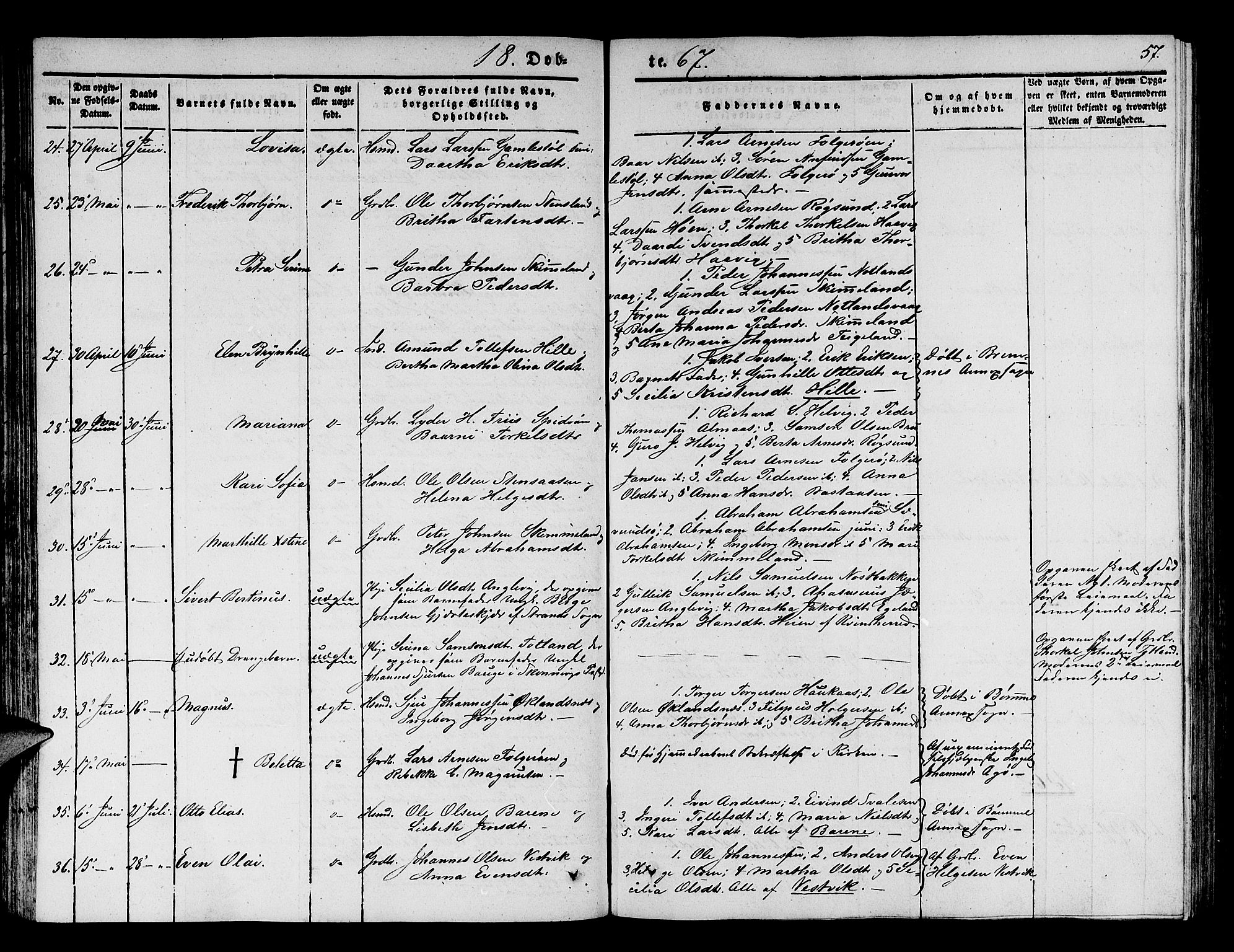 Finnås sokneprestembete, SAB/A-99925/H/Ha/Hab/Haba/L0001: Parish register (copy) no. A 1, 1851-1873, p. 57