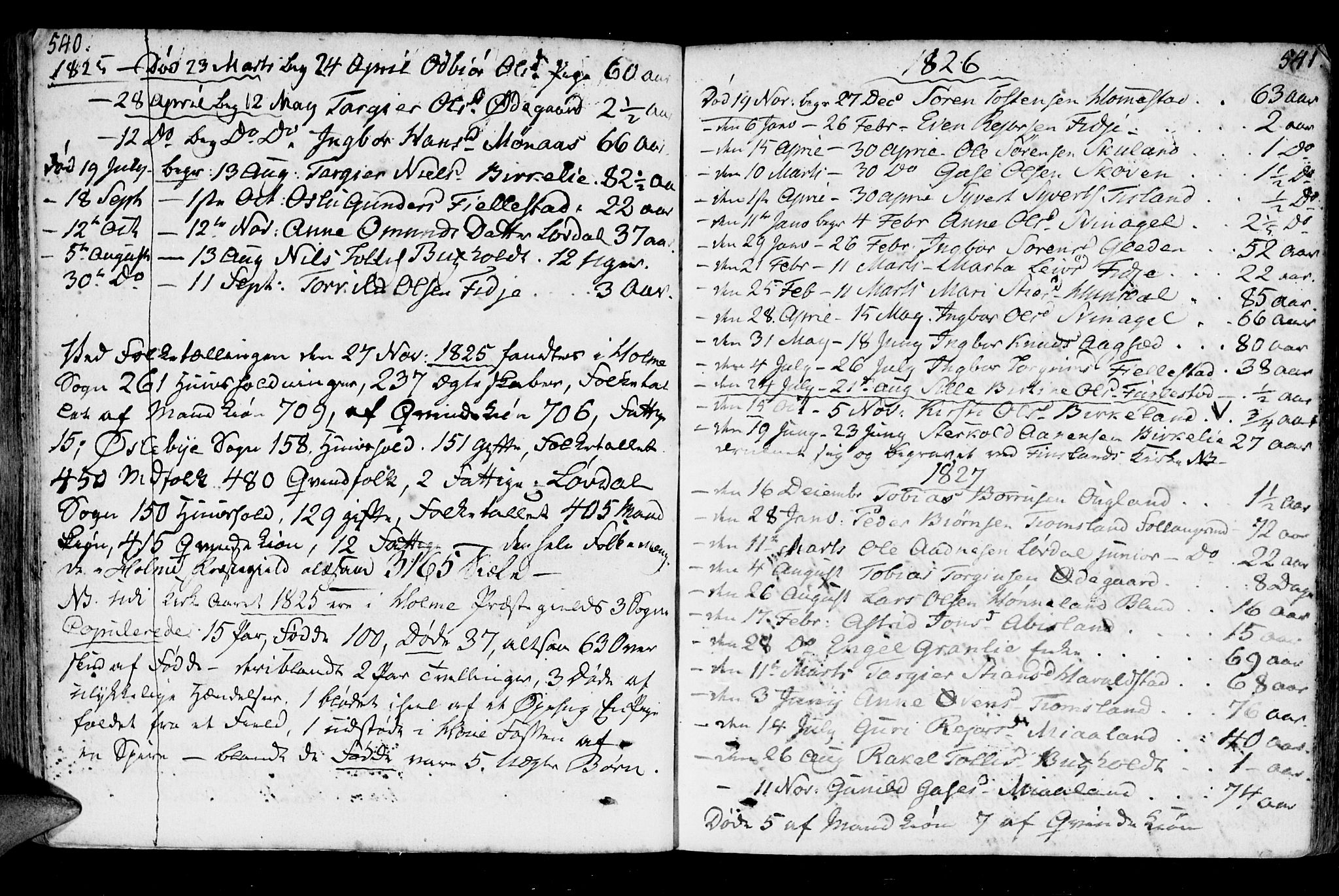 Holum sokneprestkontor, SAK/1111-0022/F/Fa/Fab/L0004: Parish register (official) no. A 4, 1774-1847, p. 540-541