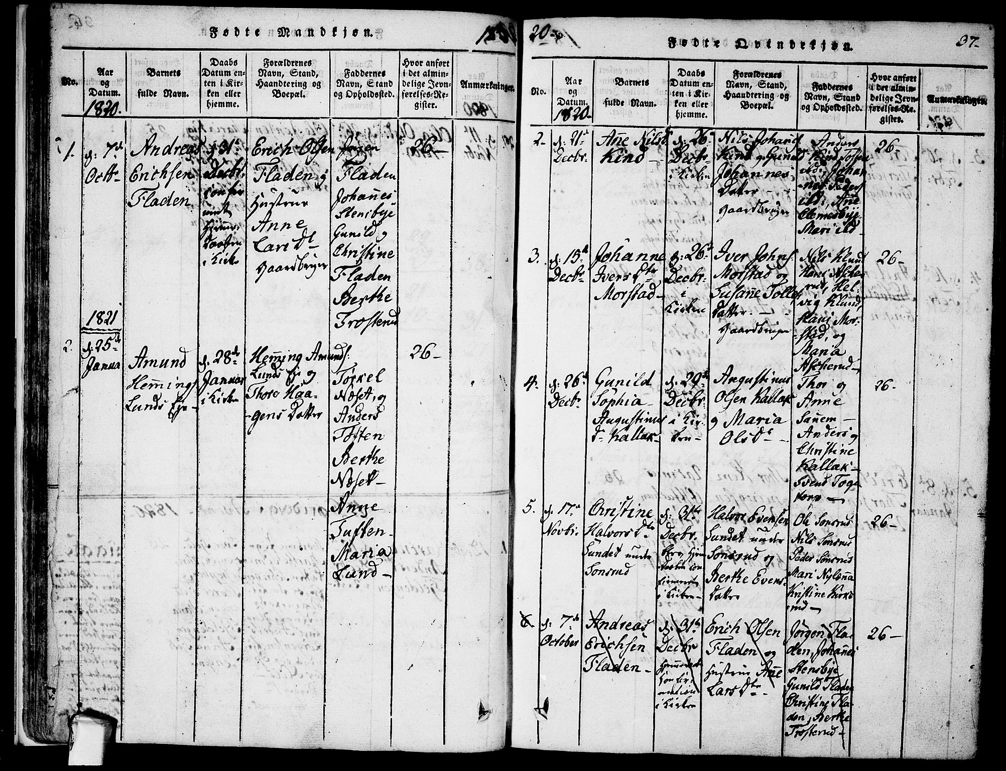 Rødenes prestekontor Kirkebøker, AV/SAO-A-2005/F/Fa/L0004: Parish register (official) no. I 4, 1814-1838, p. 37