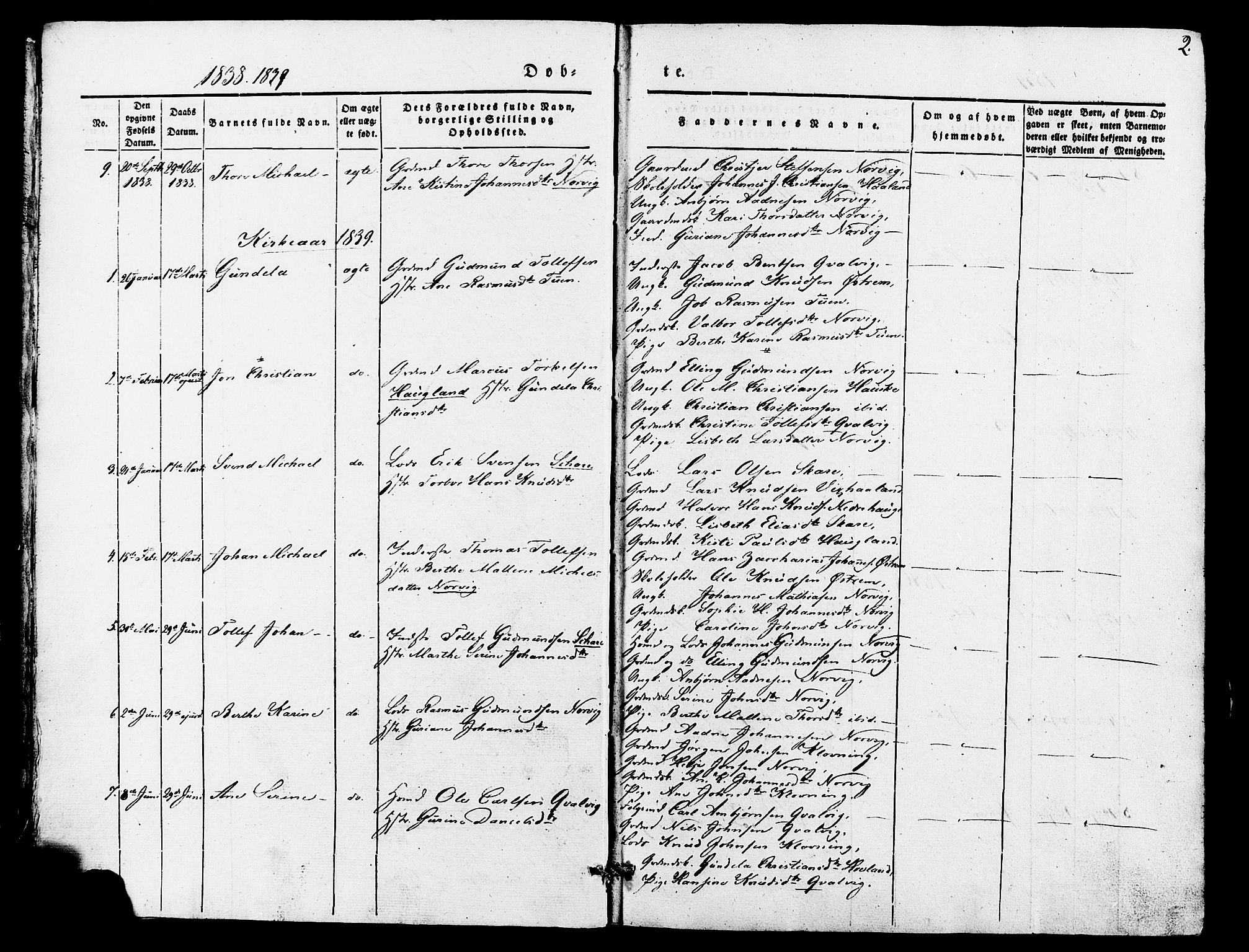 Torvastad sokneprestkontor, AV/SAST-A -101857/H/Ha/Haa/L0007: Parish register (official) no. A 7, 1838-1882, p. 2