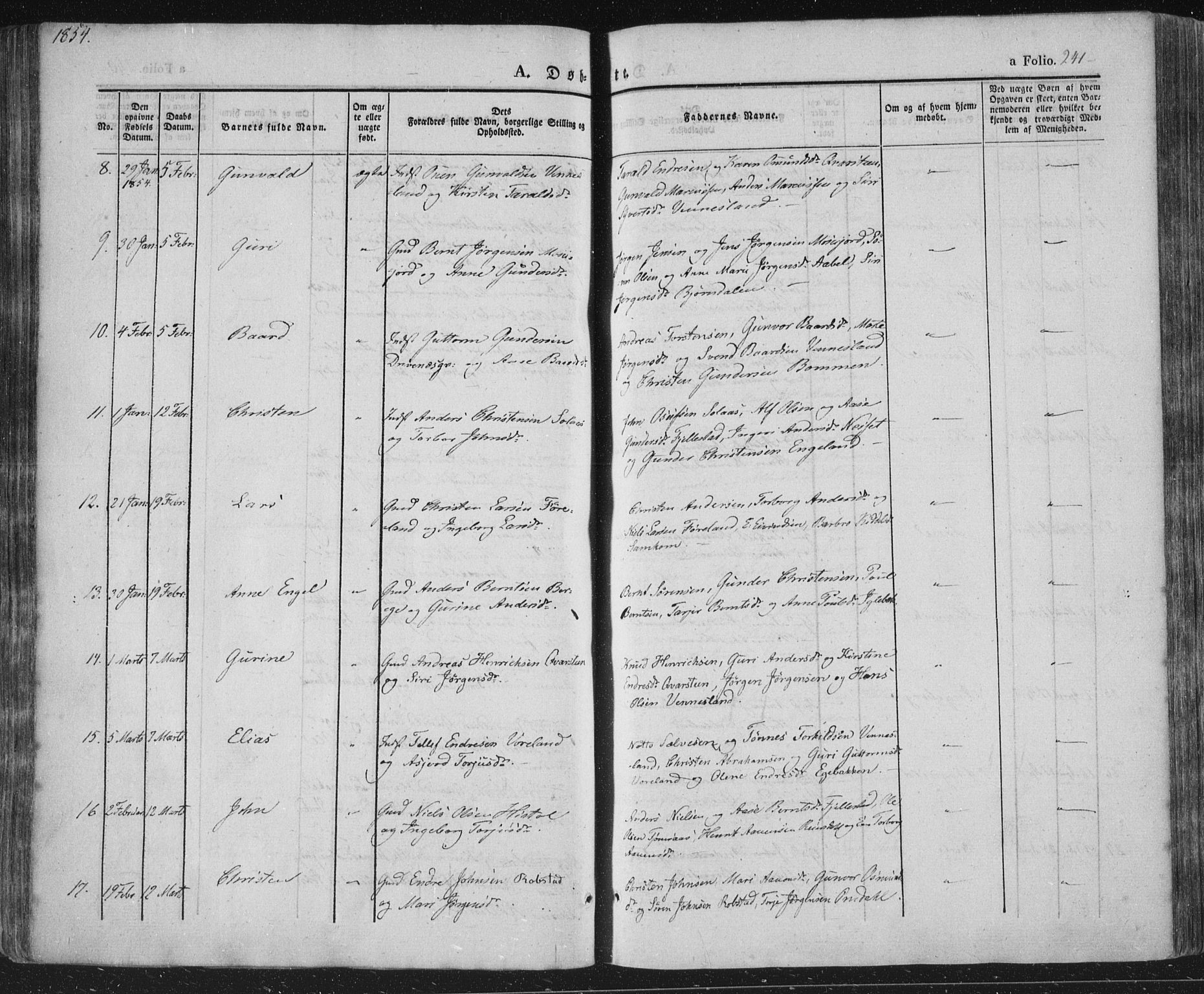 Vennesla sokneprestkontor, AV/SAK-1111-0045/Fa/Fac/L0004: Parish register (official) no. A 4, 1834-1855, p. 241