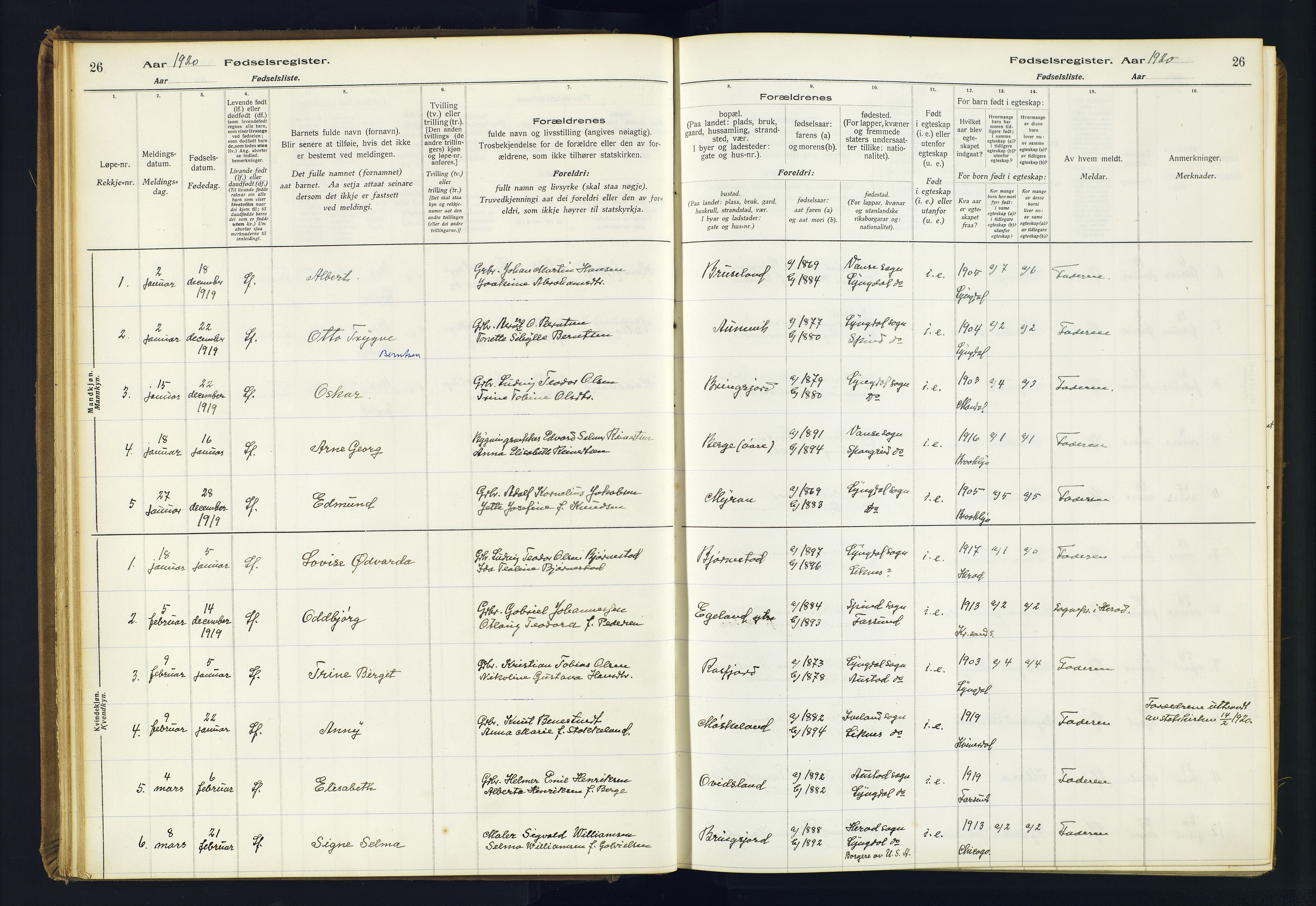 Lyngdal sokneprestkontor, AV/SAK-1111-0029/J/Ja/L0001: Birth register no. A-VI-26, 1916-1951, p. 26