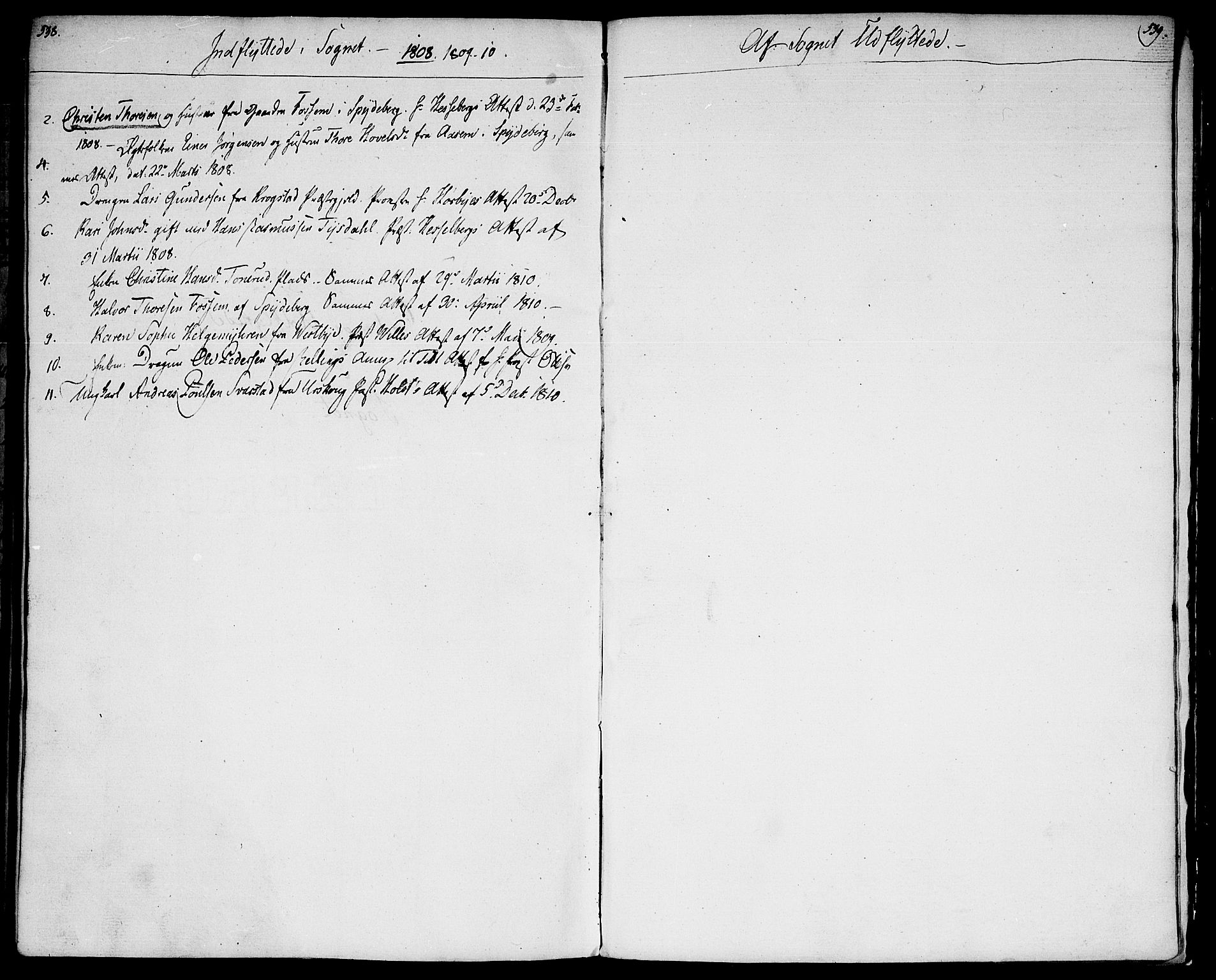 Enebakk prestekontor Kirkebøker, AV/SAO-A-10171c/F/Fa/L0004: Parish register (official) no. I 4, 1806-1854, p. 538-539