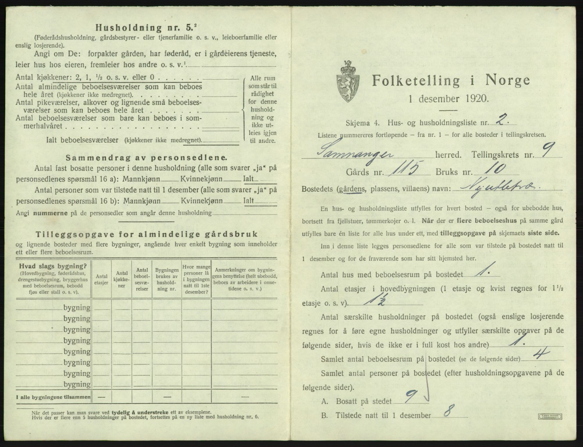 SAB, 1920 census for Samnanger, 1920, p. 506