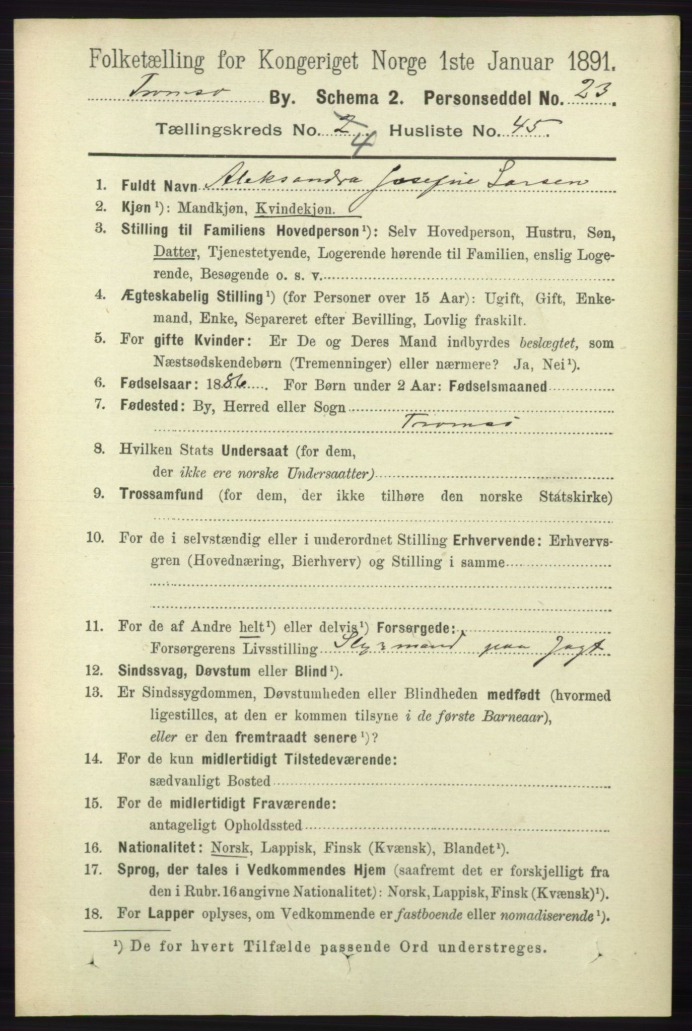 RA, 1891 census for 1902 Tromsø, 1891, p. 4719