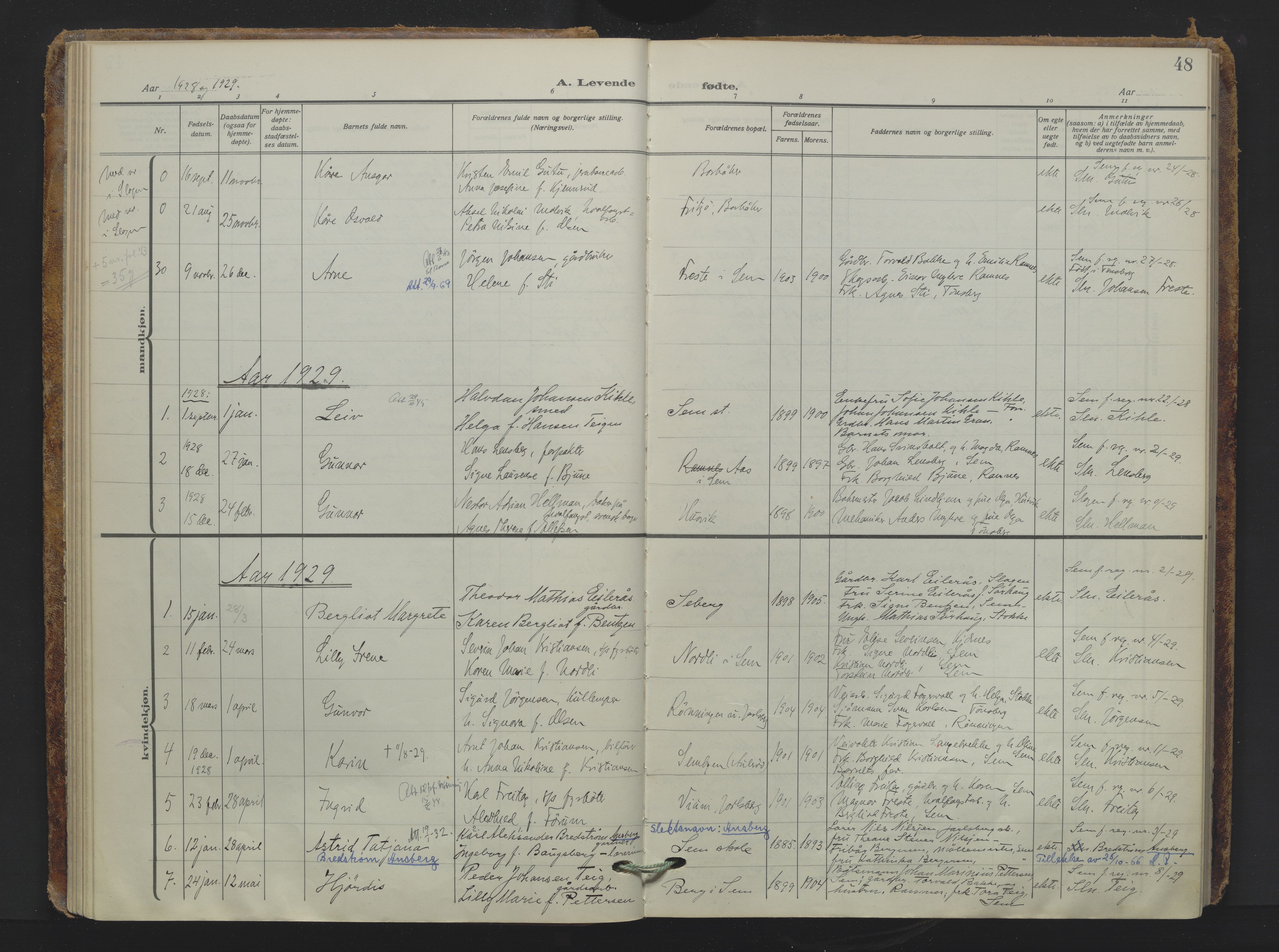 Sem kirkebøker, AV/SAKO-A-5/F/Fa/L0013: Parish register (official) no. I 13, 1916-1932, p. 48