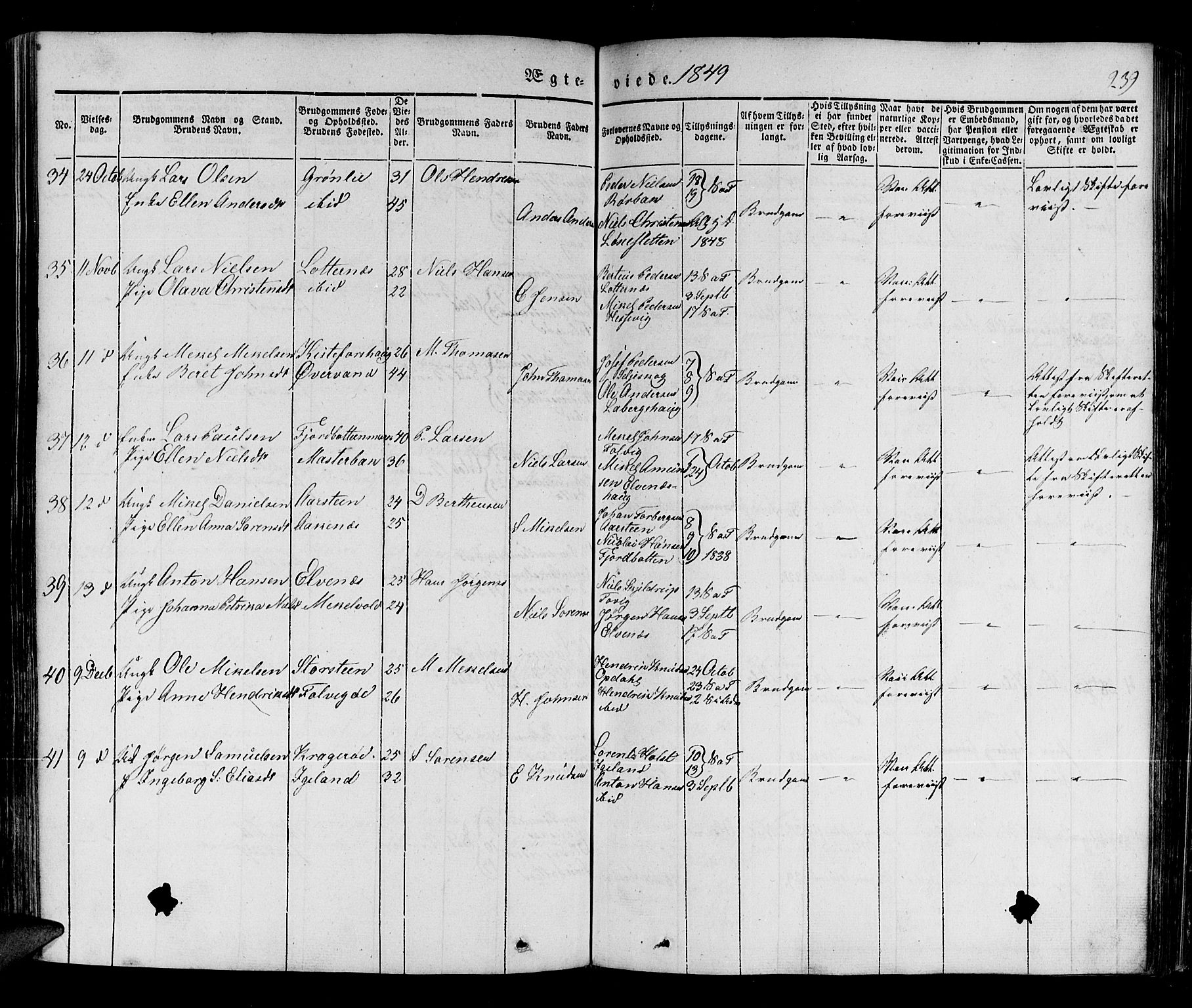Ibestad sokneprestembete, SATØ/S-0077/H/Ha/Haa/L0006kirke: Parish register (official) no. 6, 1837-1850, p. 239