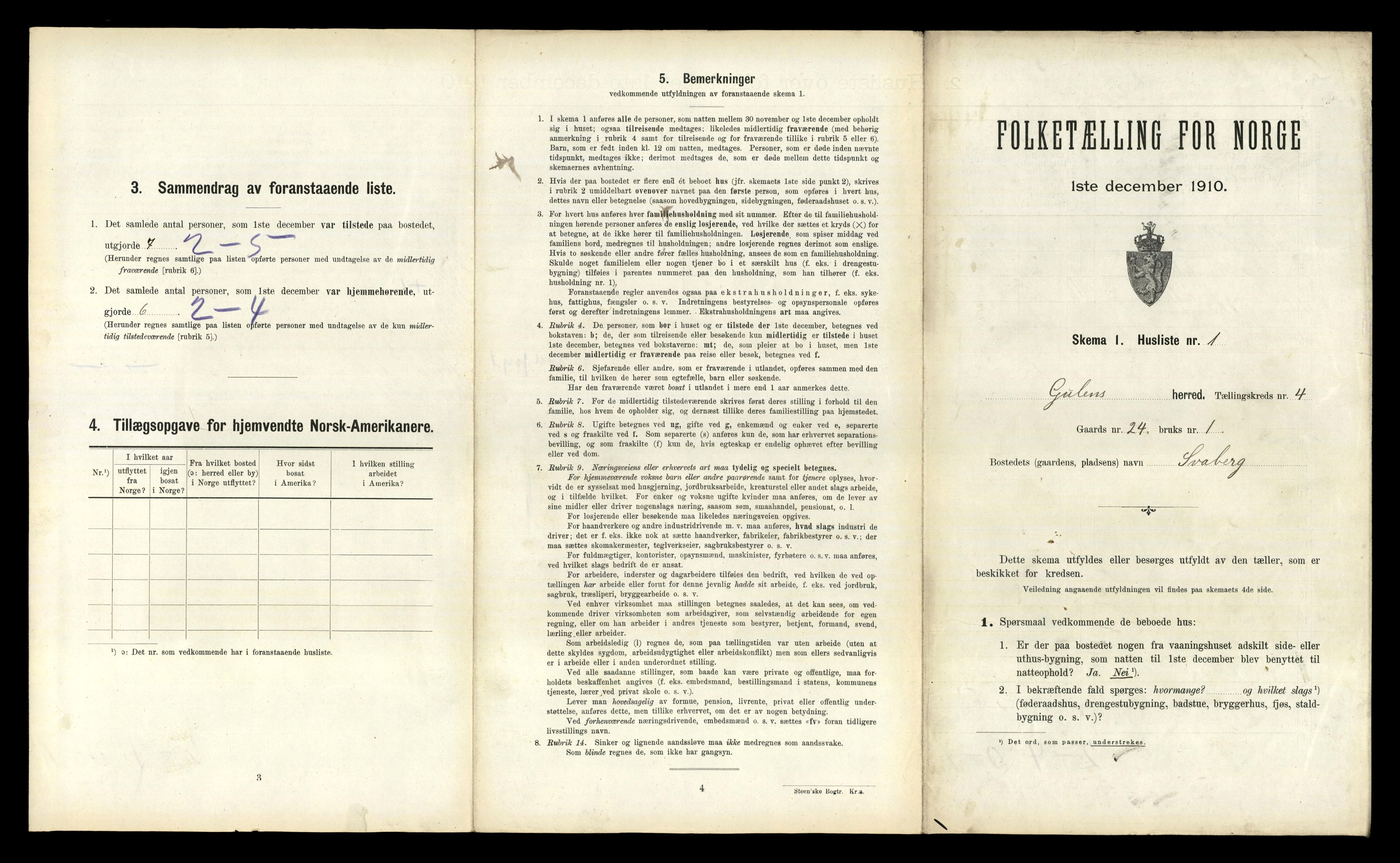 RA, 1910 census for Gulen, 1910, p. 330