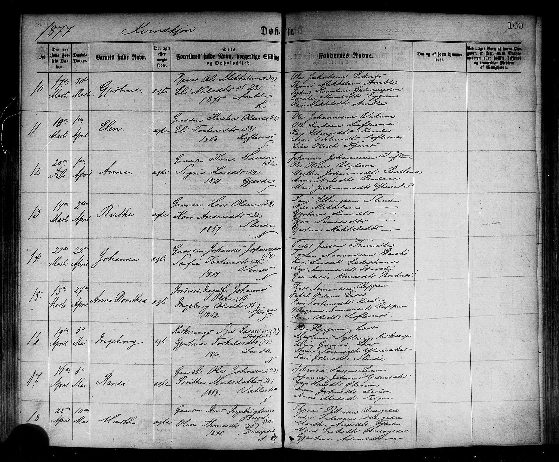 Sogndal sokneprestembete, SAB/A-81301/H/Haa/Haaa/L0014: Parish register (official) no. A 14, 1864-1877, p. 169