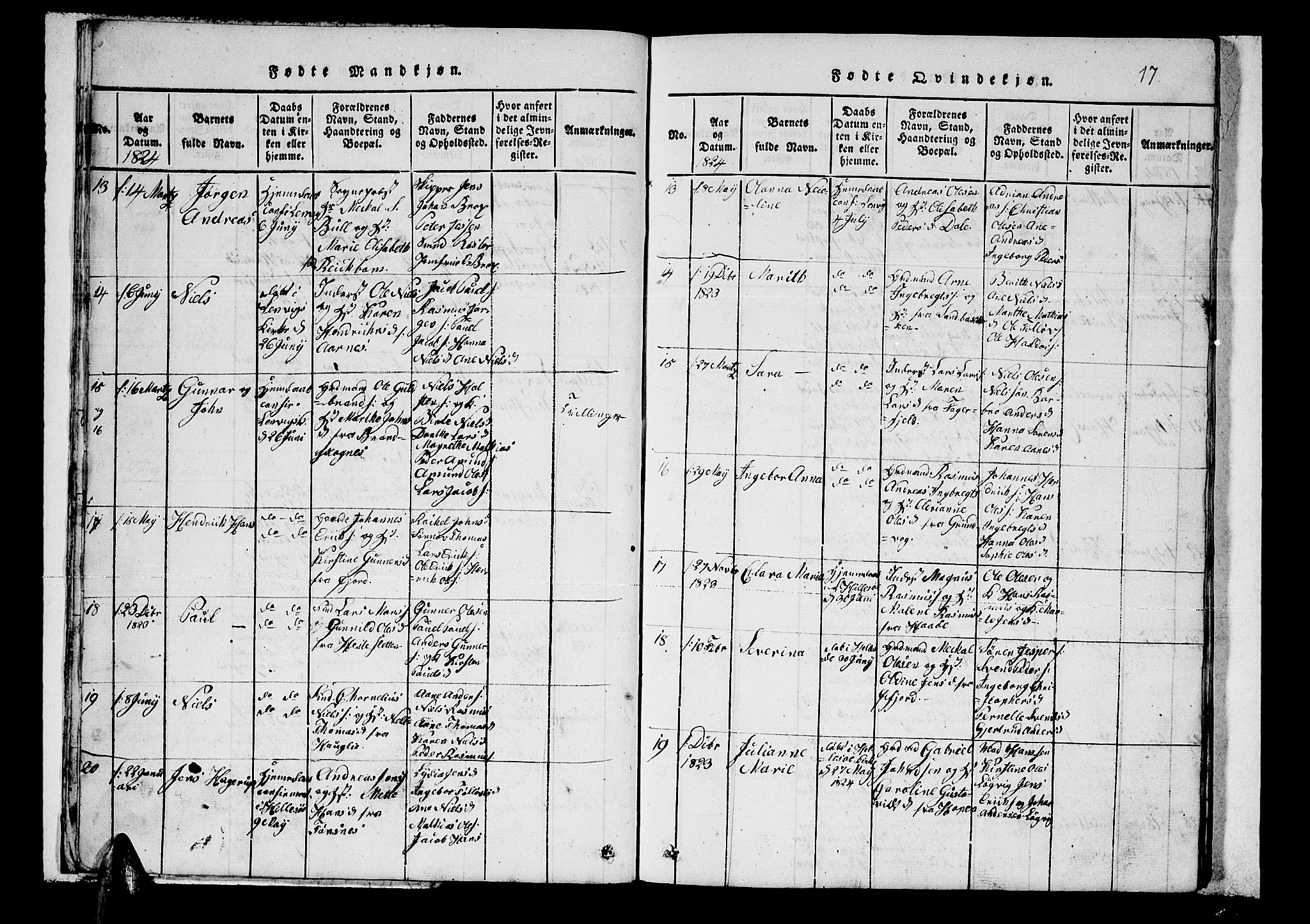 Lenvik sokneprestembete, AV/SATØ-S-1310/H/Ha/Hab/L0001klokker: Parish register (copy) no. 1, 1822-1837, p. 17