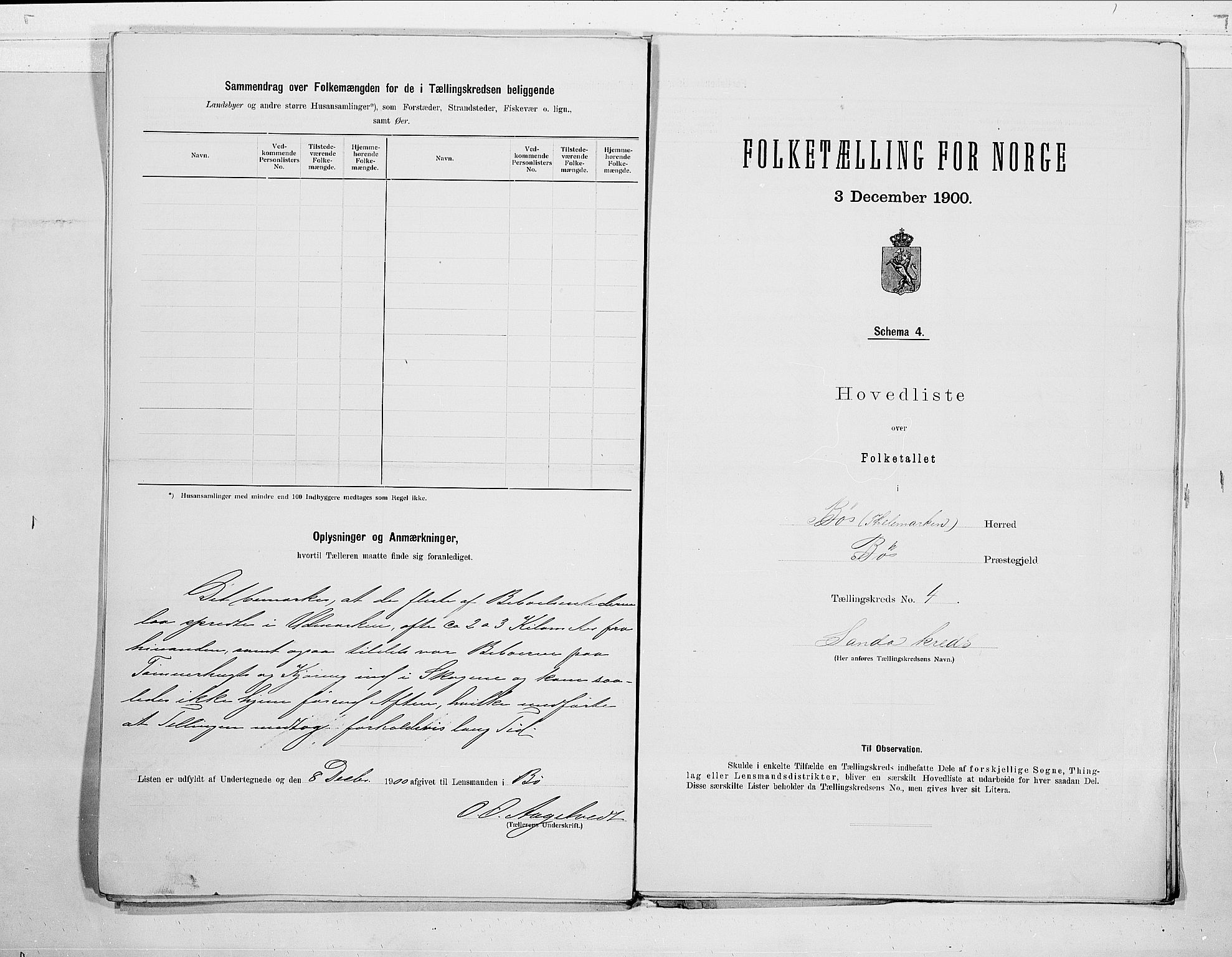 SAKO, 1900 census for Bø, 1900, p. 10