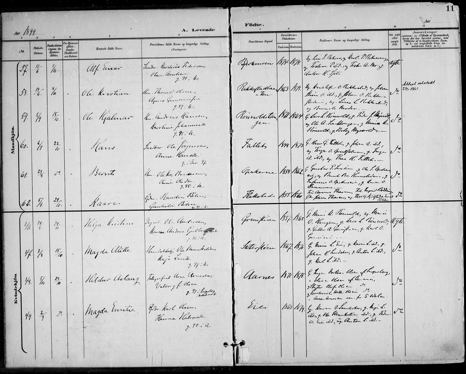 Nes prestekontor Kirkebøker, AV/SAO-A-10410/F/Fa/L0011: Parish register (official) no. I 11, 1899-1918, p. 11