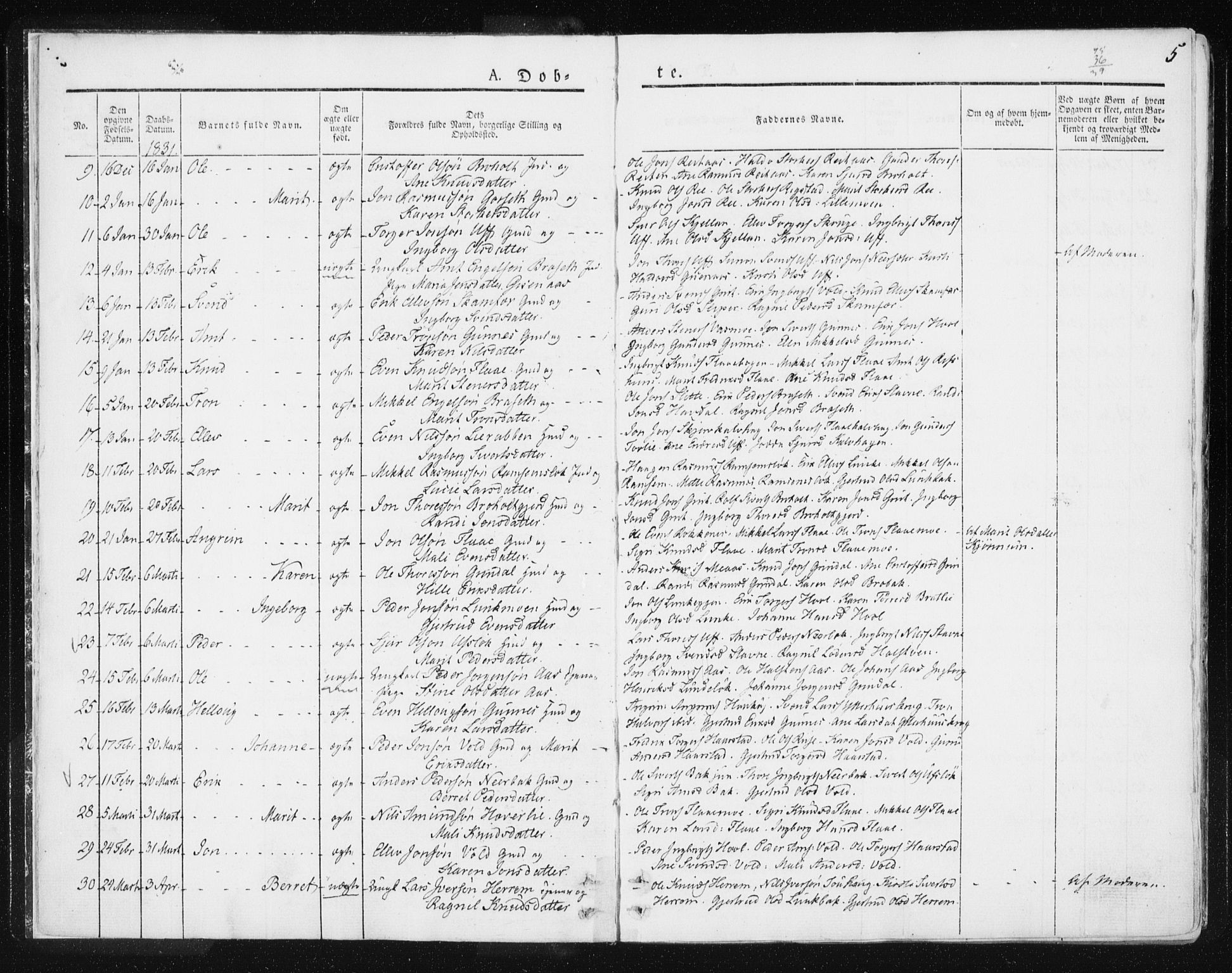 Ministerialprotokoller, klokkerbøker og fødselsregistre - Sør-Trøndelag, SAT/A-1456/674/L0869: Parish register (official) no. 674A01, 1829-1860, p. 5