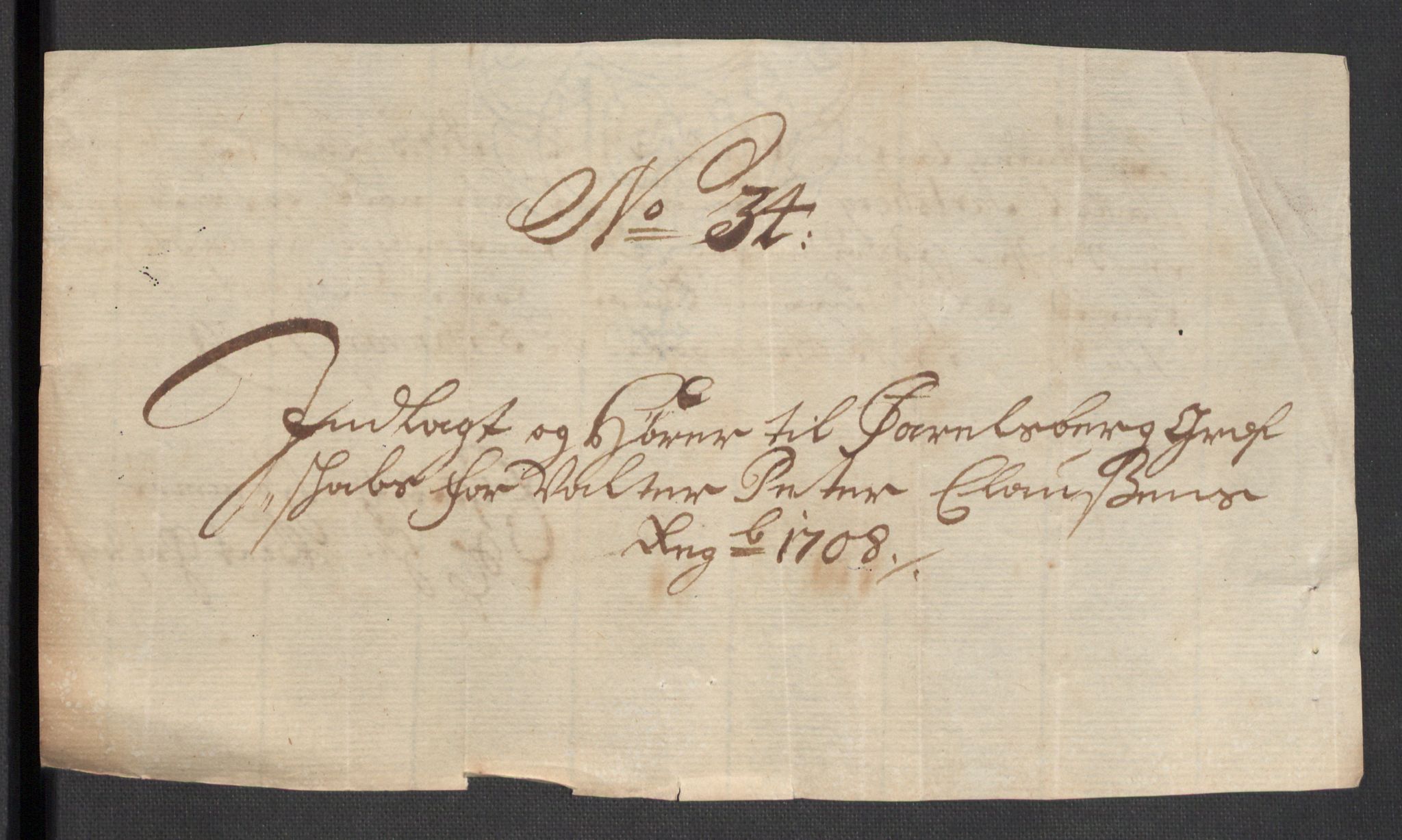 Rentekammeret inntil 1814, Reviderte regnskaper, Fogderegnskap, AV/RA-EA-4092/R32/L1873: Fogderegnskap Jarlsberg grevskap, 1708, p. 266