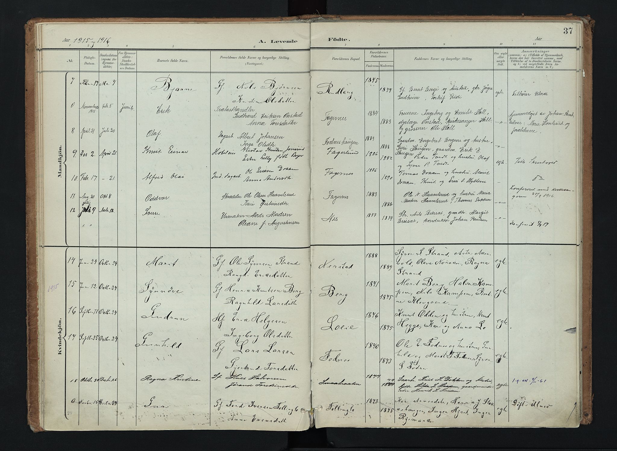 Nord-Aurdal prestekontor, AV/SAH-PREST-132/H/Ha/Haa/L0016: Parish register (official) no. 16, 1897-1925, p. 37