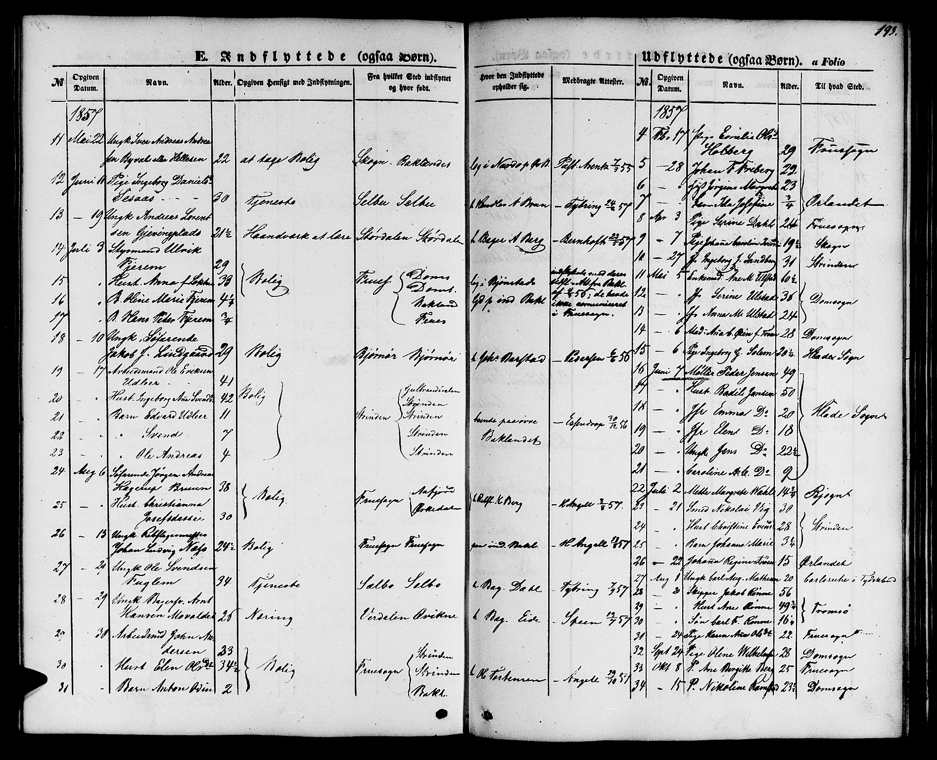 Ministerialprotokoller, klokkerbøker og fødselsregistre - Sør-Trøndelag, SAT/A-1456/604/L0184: Parish register (official) no. 604A05, 1851-1860, p. 193