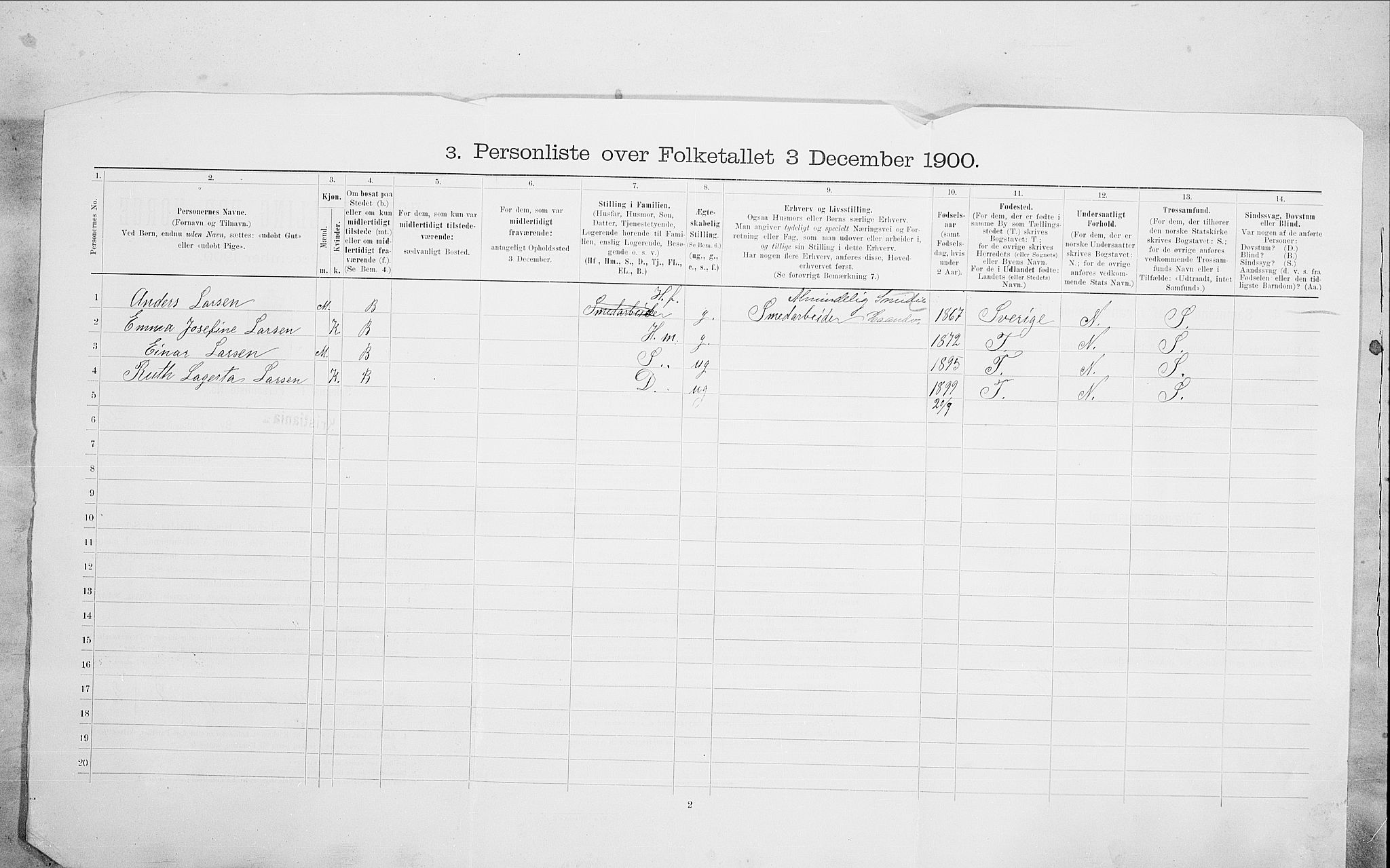 SAO, 1900 census for Kristiania, 1900, p. 91010