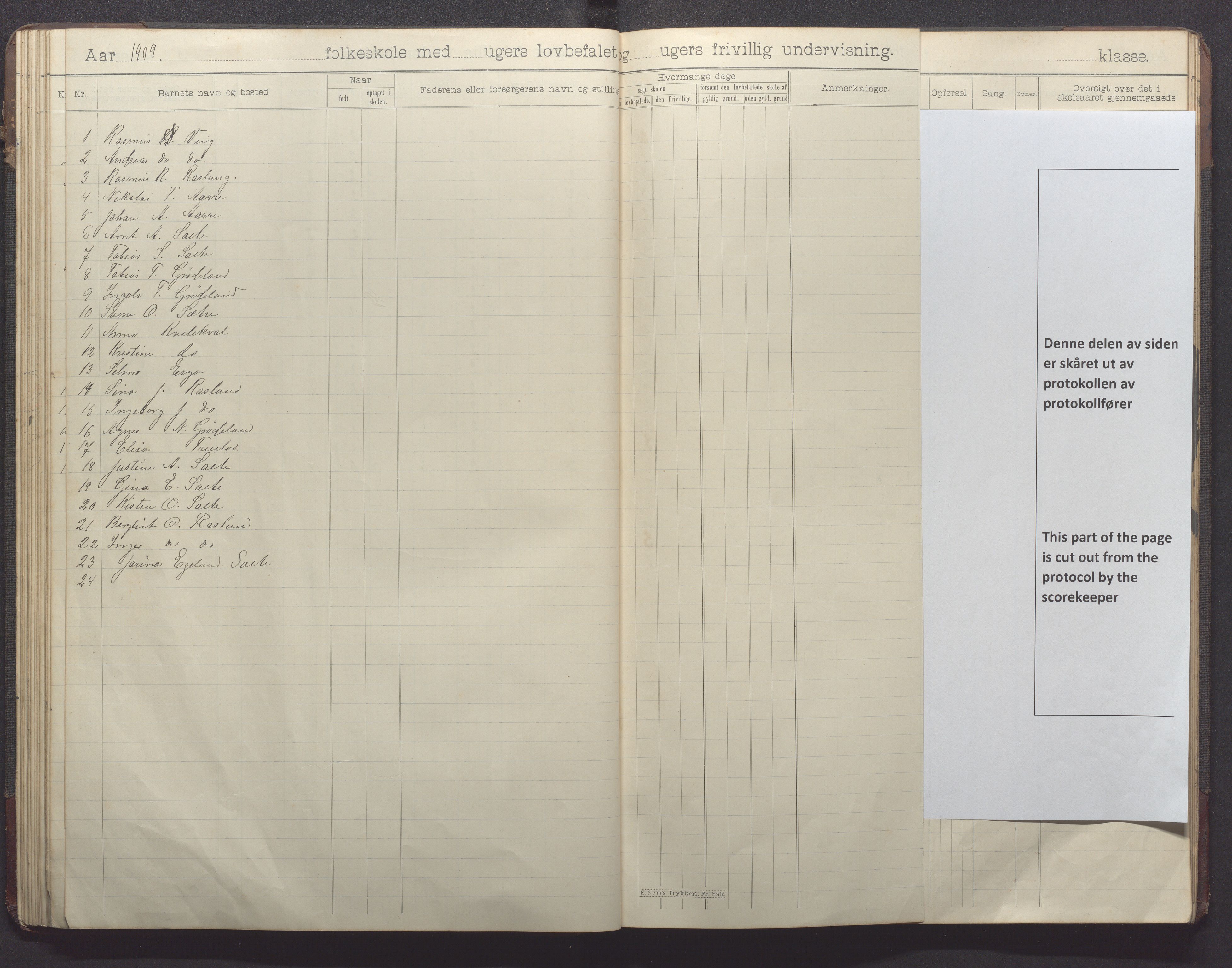 Klepp kommune - Pollestad skule, IKAR/K-100295/H/L0002: Skoleprotokoll, 1901-1916, p. 49