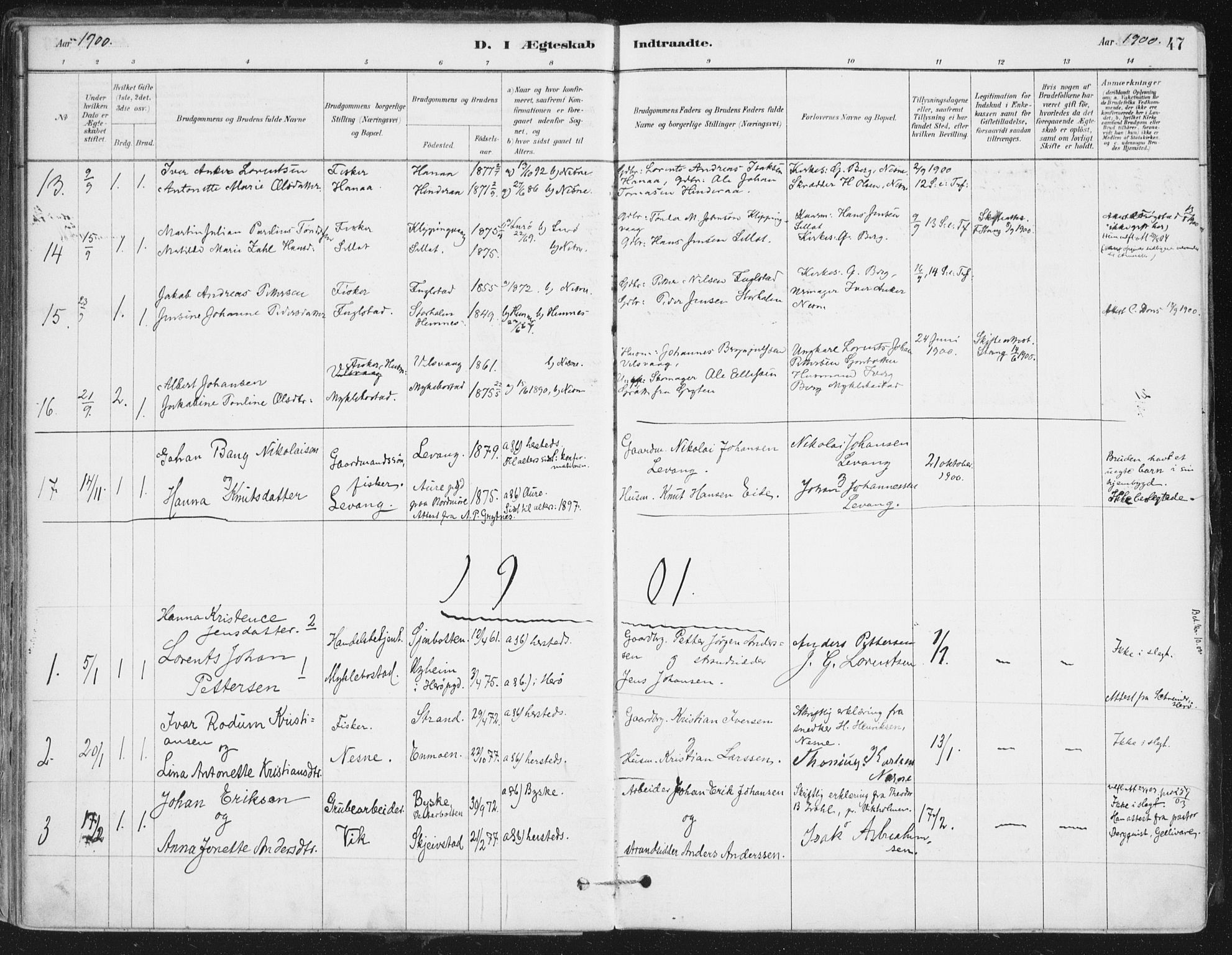 Ministerialprotokoller, klokkerbøker og fødselsregistre - Nordland, SAT/A-1459/838/L0553: Parish register (official) no. 838A11, 1880-1910, p. 47