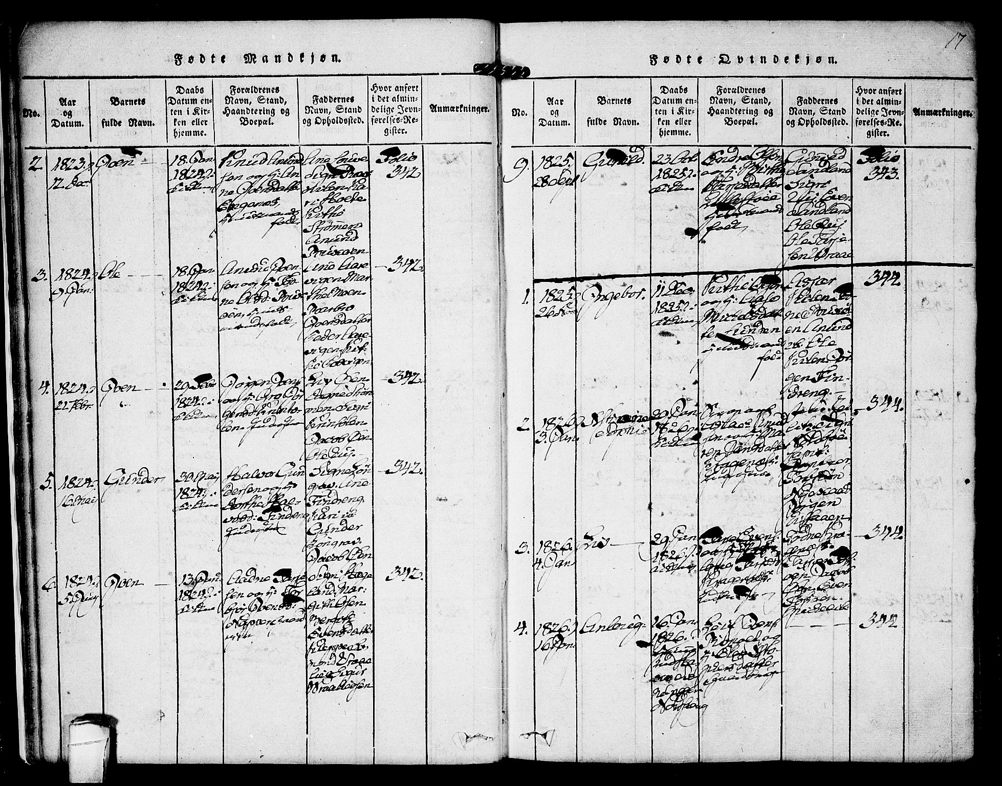 Kviteseid kirkebøker, SAKO/A-276/F/Fc/L0001: Parish register (official) no. III 1, 1815-1836, p. 17