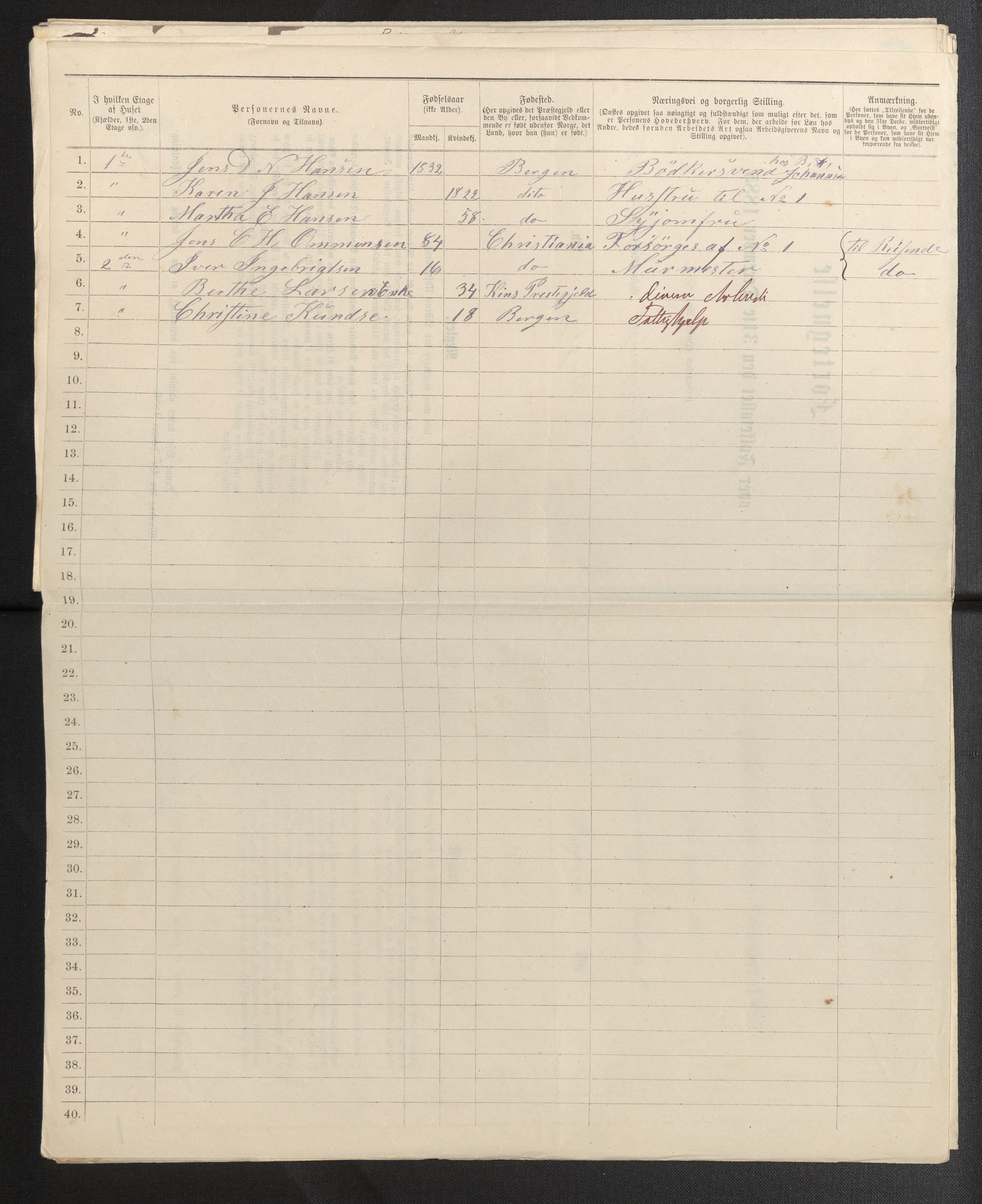 SAB, 1885 census for 1301 Bergen, 1885, p. 2834