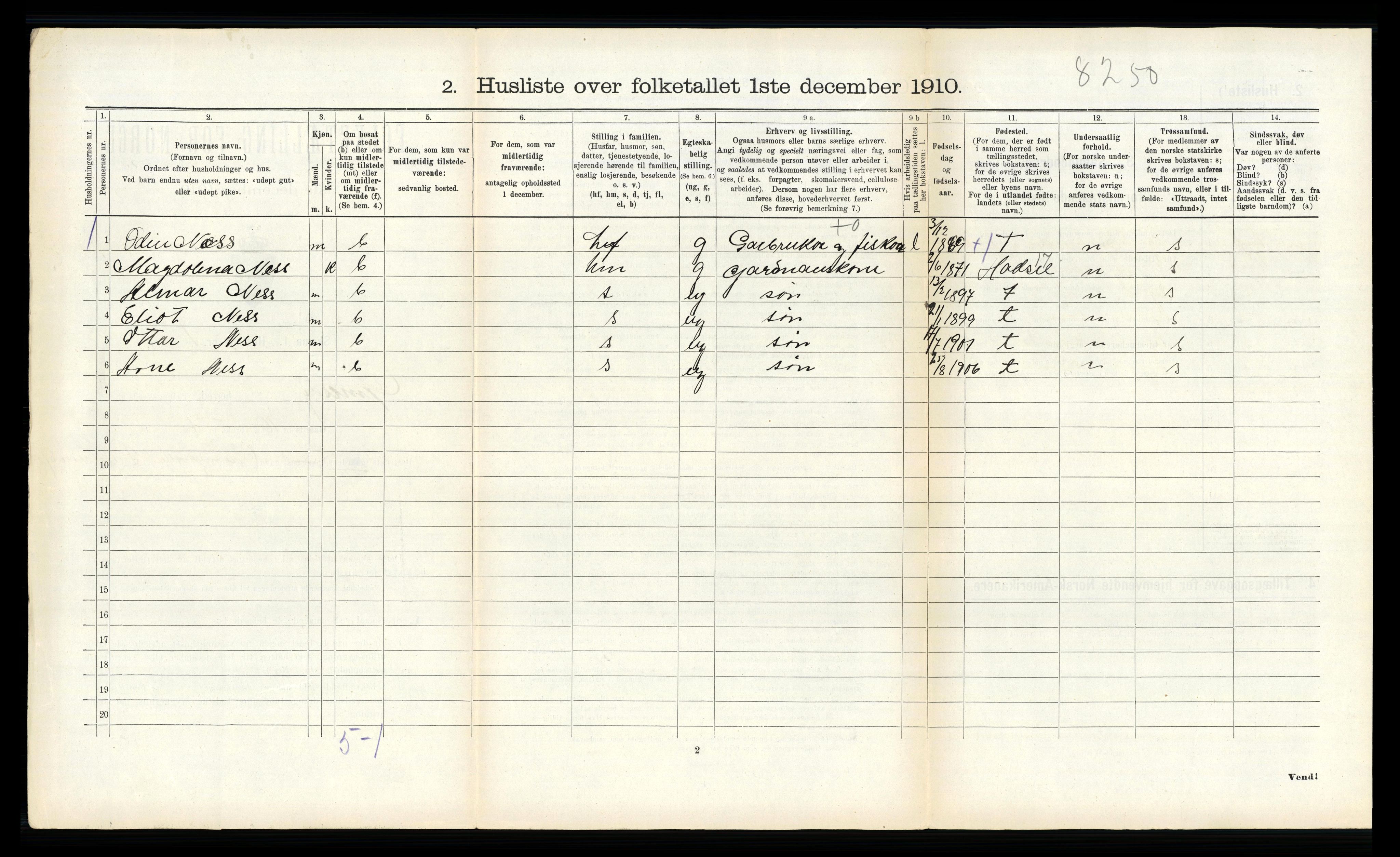 RA, 1910 census for Gimsøy, 1910, p. 226