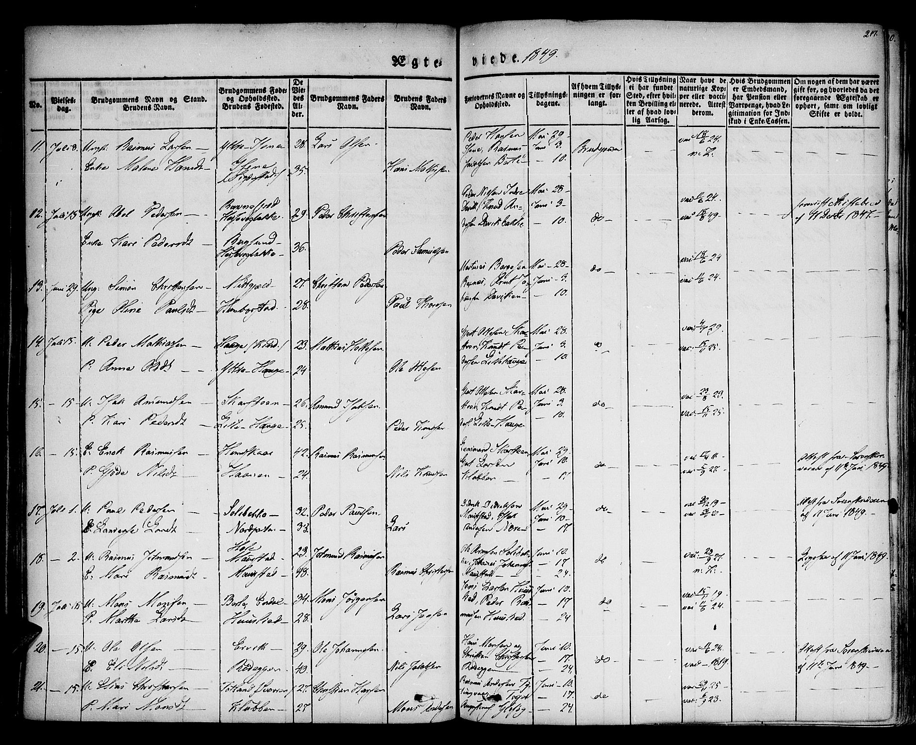 Davik sokneprestembete, AV/SAB-A-79701/H/Haa/Haaa/L0004: Parish register (official) no. A 4, 1830-1849, p. 217