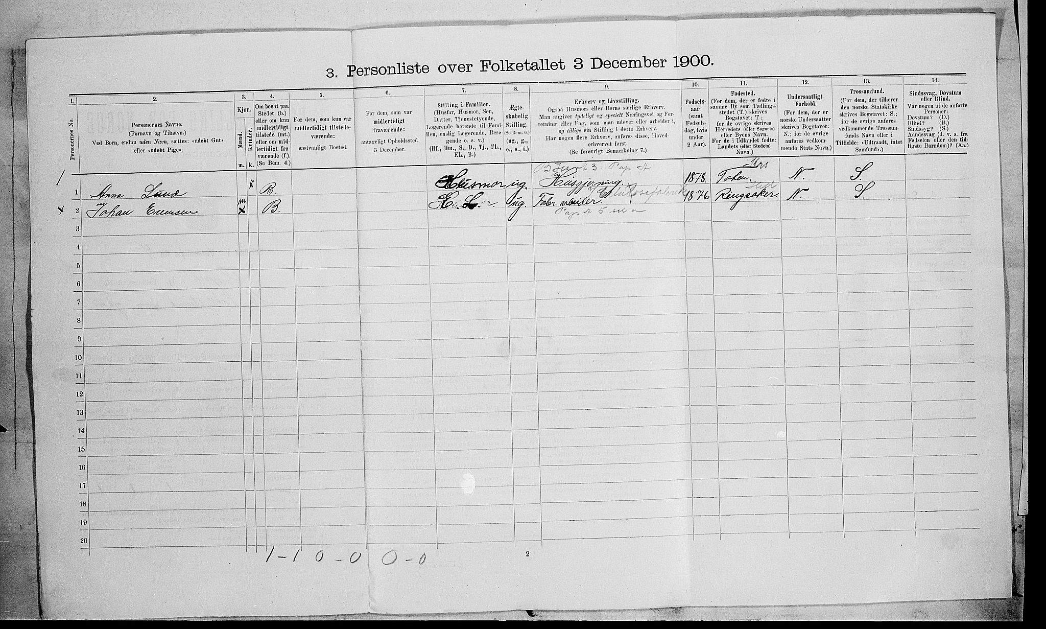 SAH, 1900 census for Gjøvik, 1900, p. 39