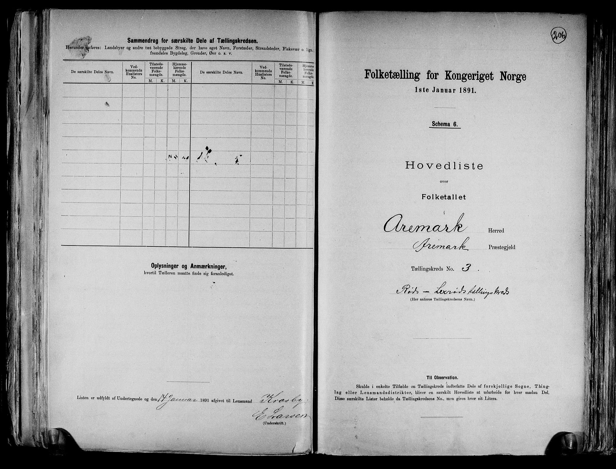 RA, 1891 census for 0118 Aremark, 1891, p. 10