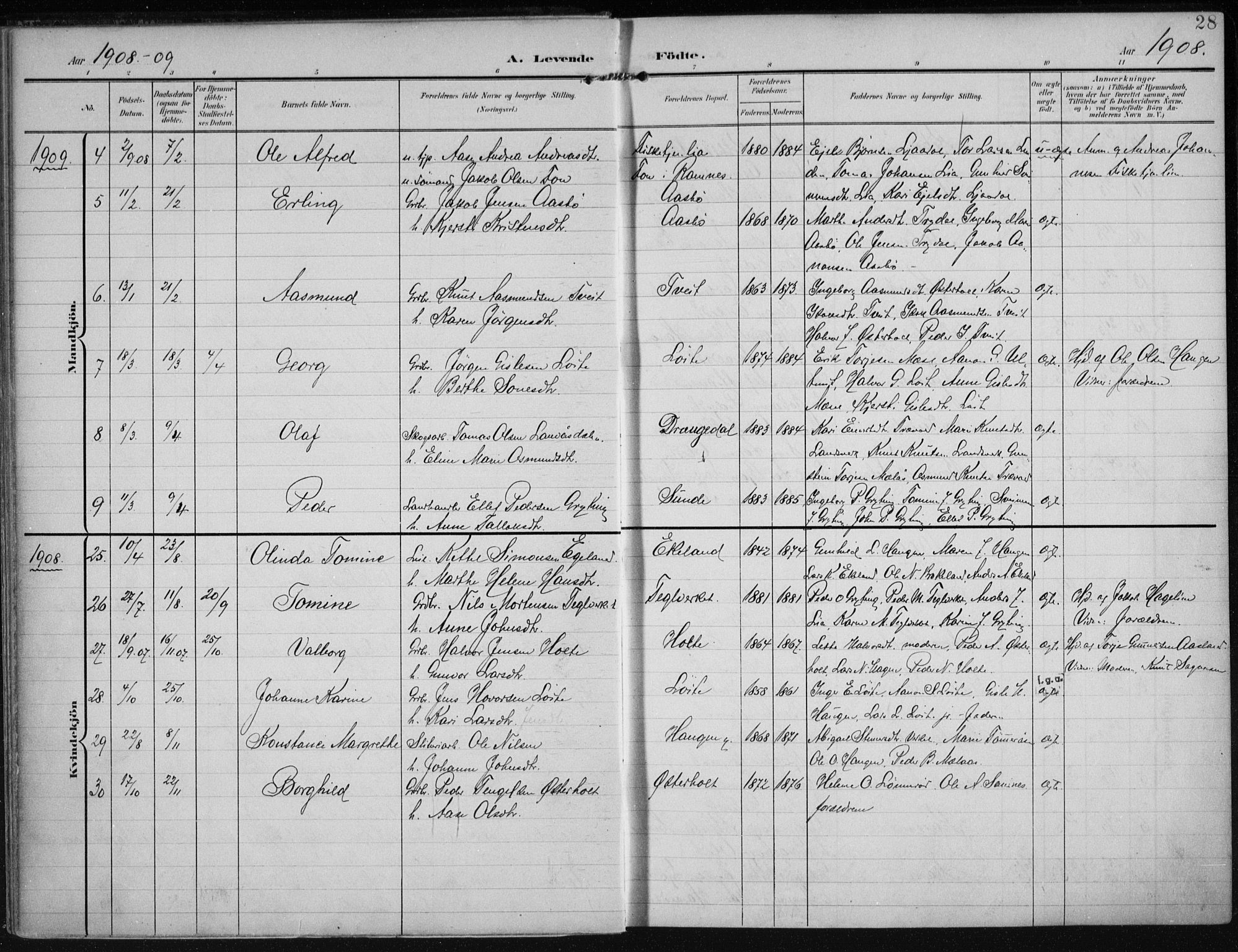 Gjerstad sokneprestkontor, AV/SAK-1111-0014/F/Fa/Faa/L0011: Parish register (official) no. A 11, 1903-1914, p. 28