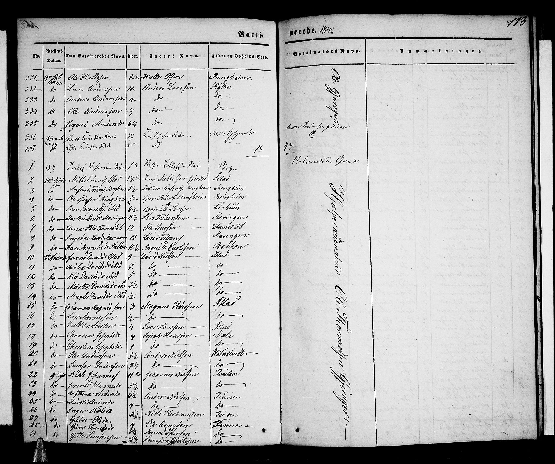 Voss sokneprestembete, SAB/A-79001/H/Haa: Parish register (official) no. A 14, 1837-1847, p. 113