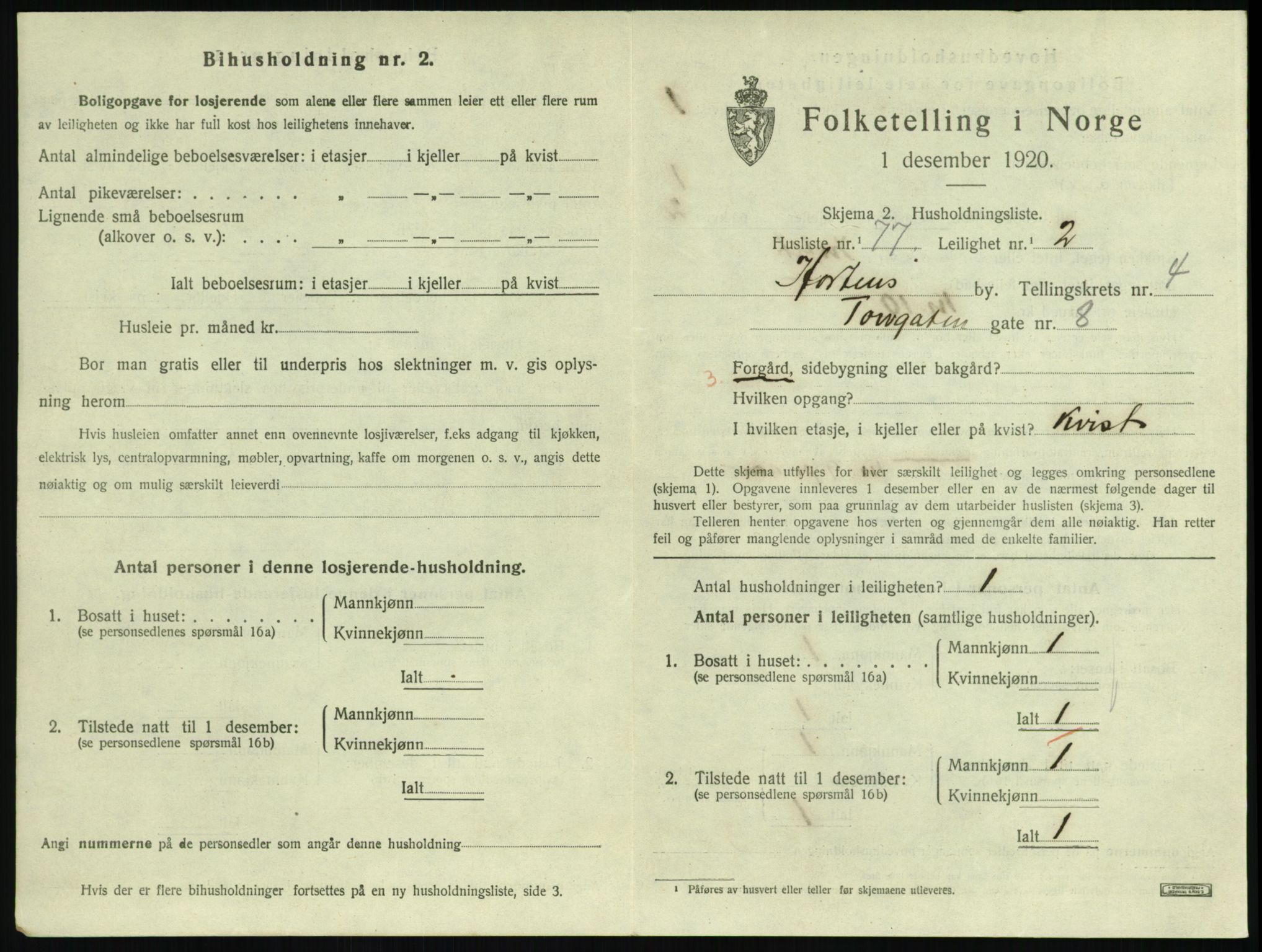 SAKO, 1920 census for Horten, 1920, p. 5181