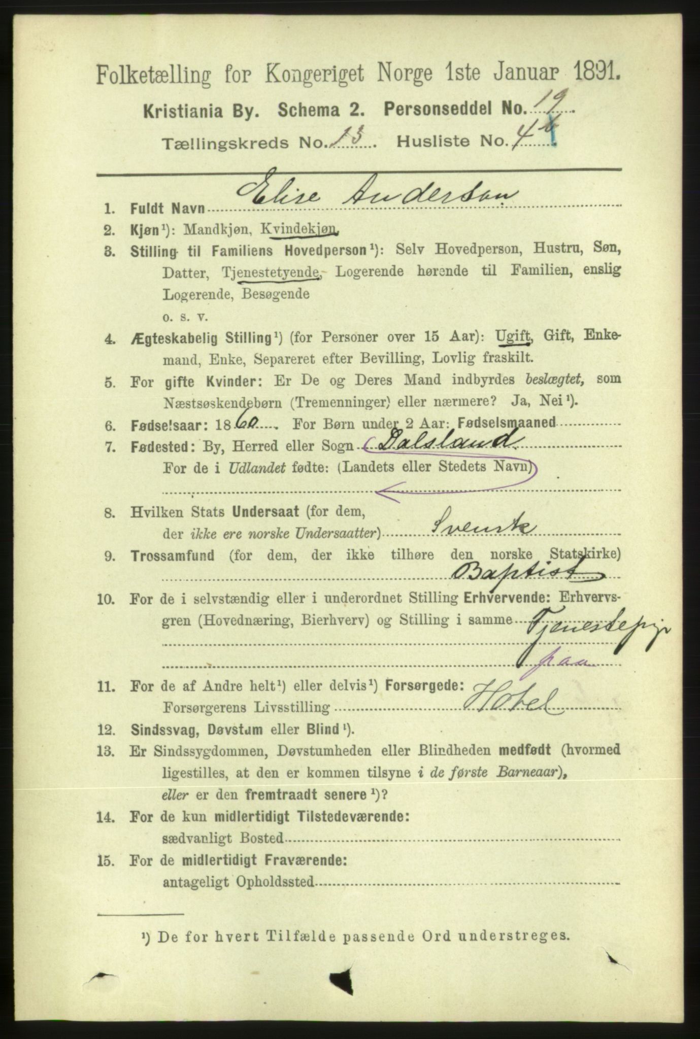 RA, 1891 census for 0301 Kristiania, 1891, p. 6055