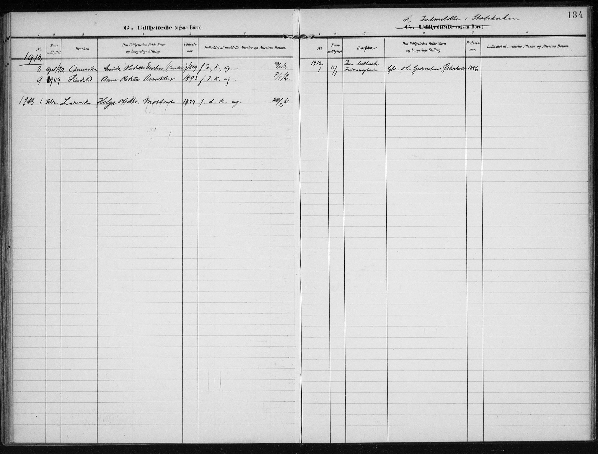 Gjerstad sokneprestkontor, AV/SAK-1111-0014/F/Fa/Faa/L0011: Parish register (official) no. A 11, 1903-1914, p. 134