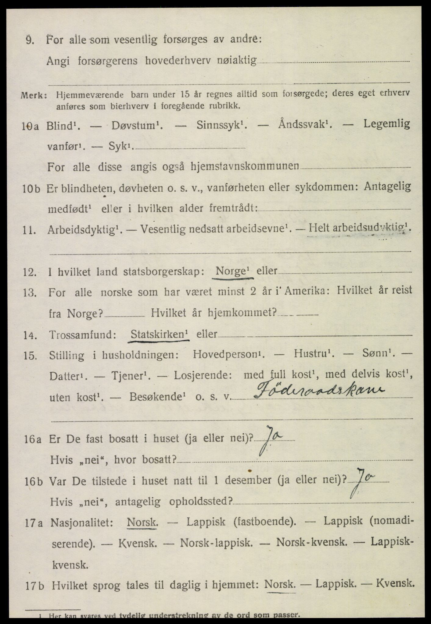 SAT, 1920 census for Leksvik, 1920, p. 4007