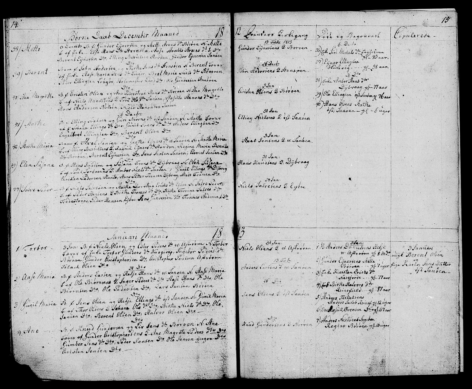 Dypvåg sokneprestkontor, SAK/1111-0007/F/Fb/Fba/L0008: Parish register (copy) no. B 8, 1811-1813, p. 14-15