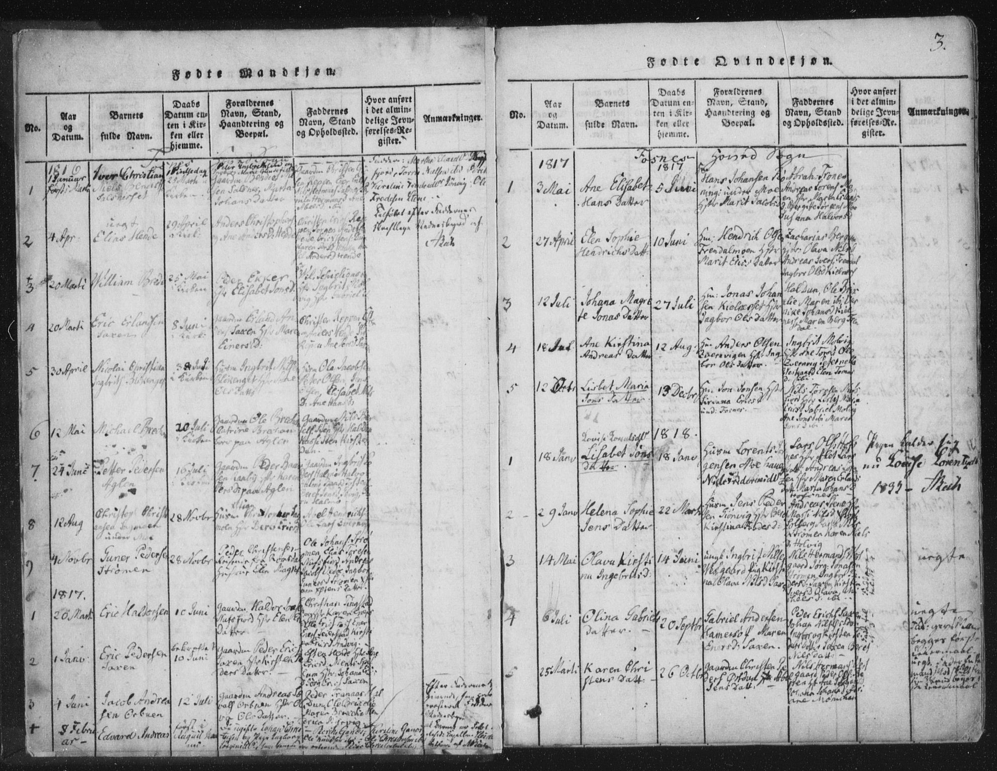 Ministerialprotokoller, klokkerbøker og fødselsregistre - Nord-Trøndelag, SAT/A-1458/773/L0609: Parish register (official) no. 773A03 /1, 1815-1830, p. 3