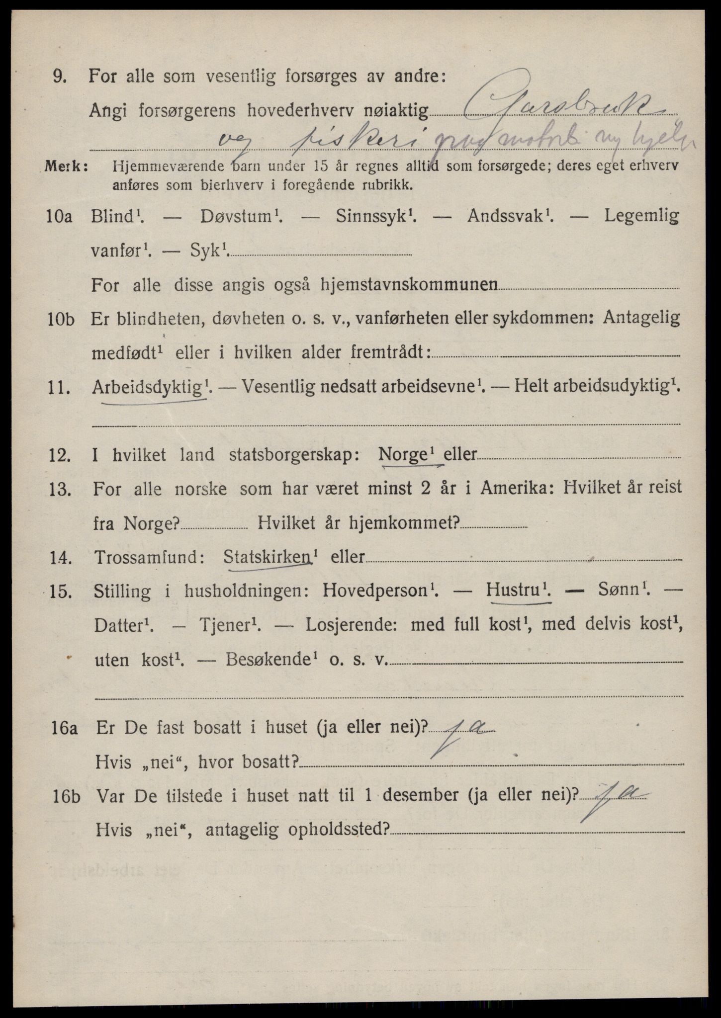 SAT, 1920 census for Sande (MR), 1920, p. 5085