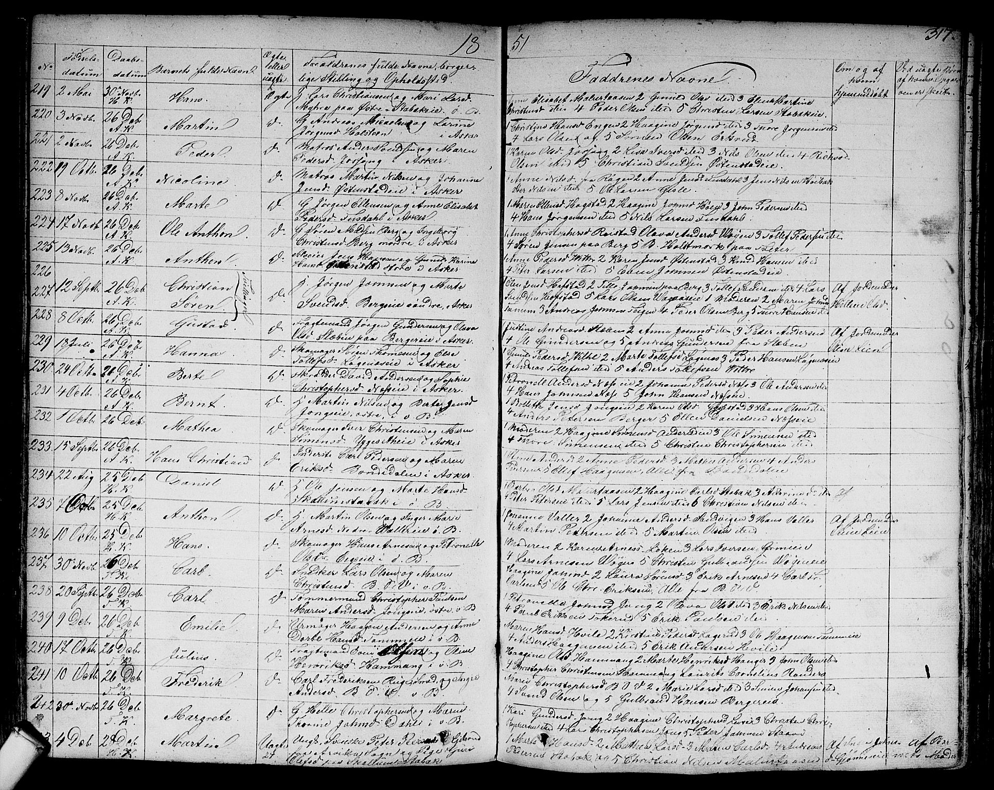 Asker prestekontor Kirkebøker, SAO/A-10256a/F/Fa/L0007: Parish register (official) no. I 7, 1825-1864, p. 317