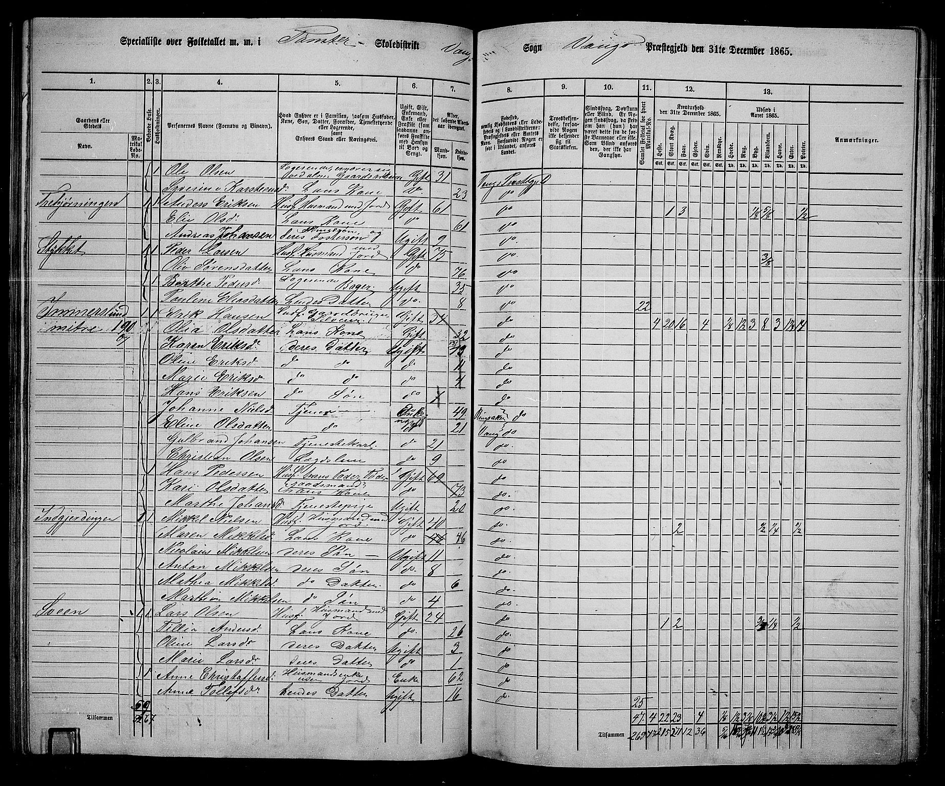 RA, 1865 census for Vang/Vang og Furnes, 1865, p. 222