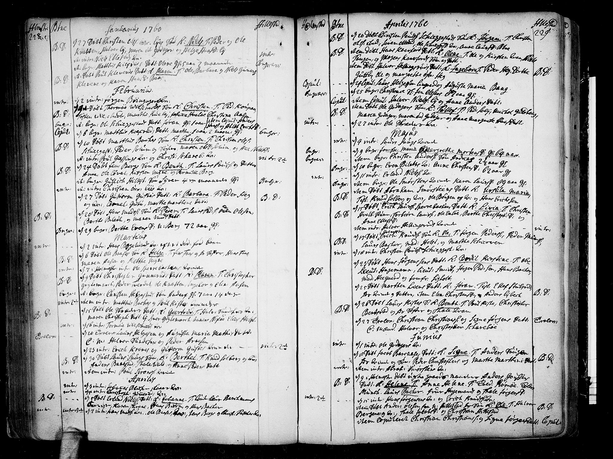 Botne kirkebøker, SAKO/A-340/F/Fa/L0001a: Parish register (official) no. I 1A, 1707-1778, p. 228-229